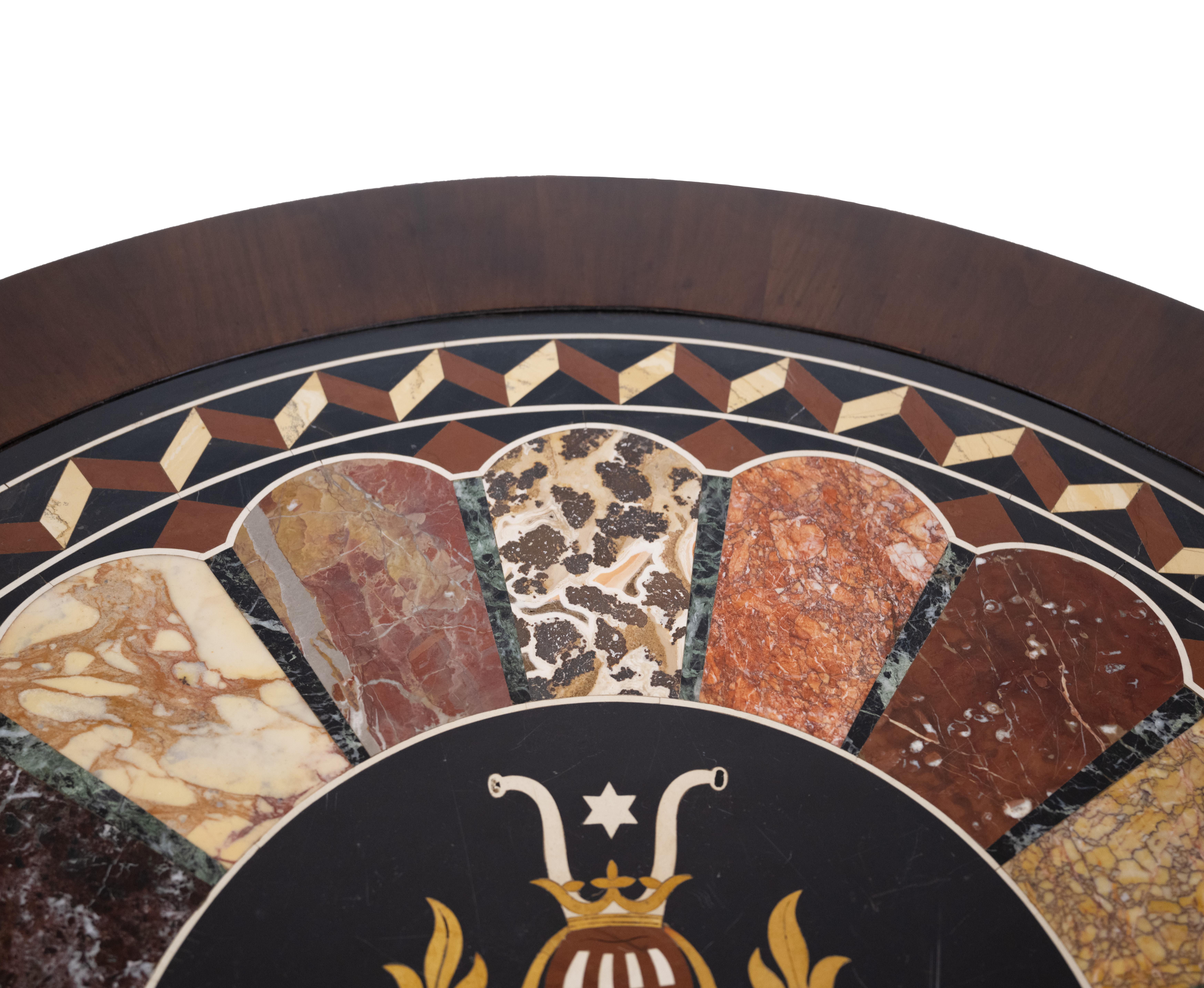 A Center Table with Pietra Dura Top In Good Condition For Sale In New York, NY