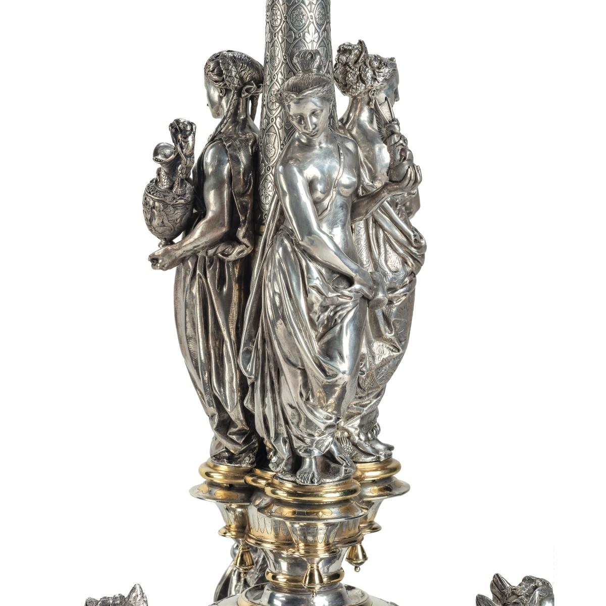 Argent Un centre de table offert à Thomas Fairbairn pour l'organisation du Manchester de 1857 en vente