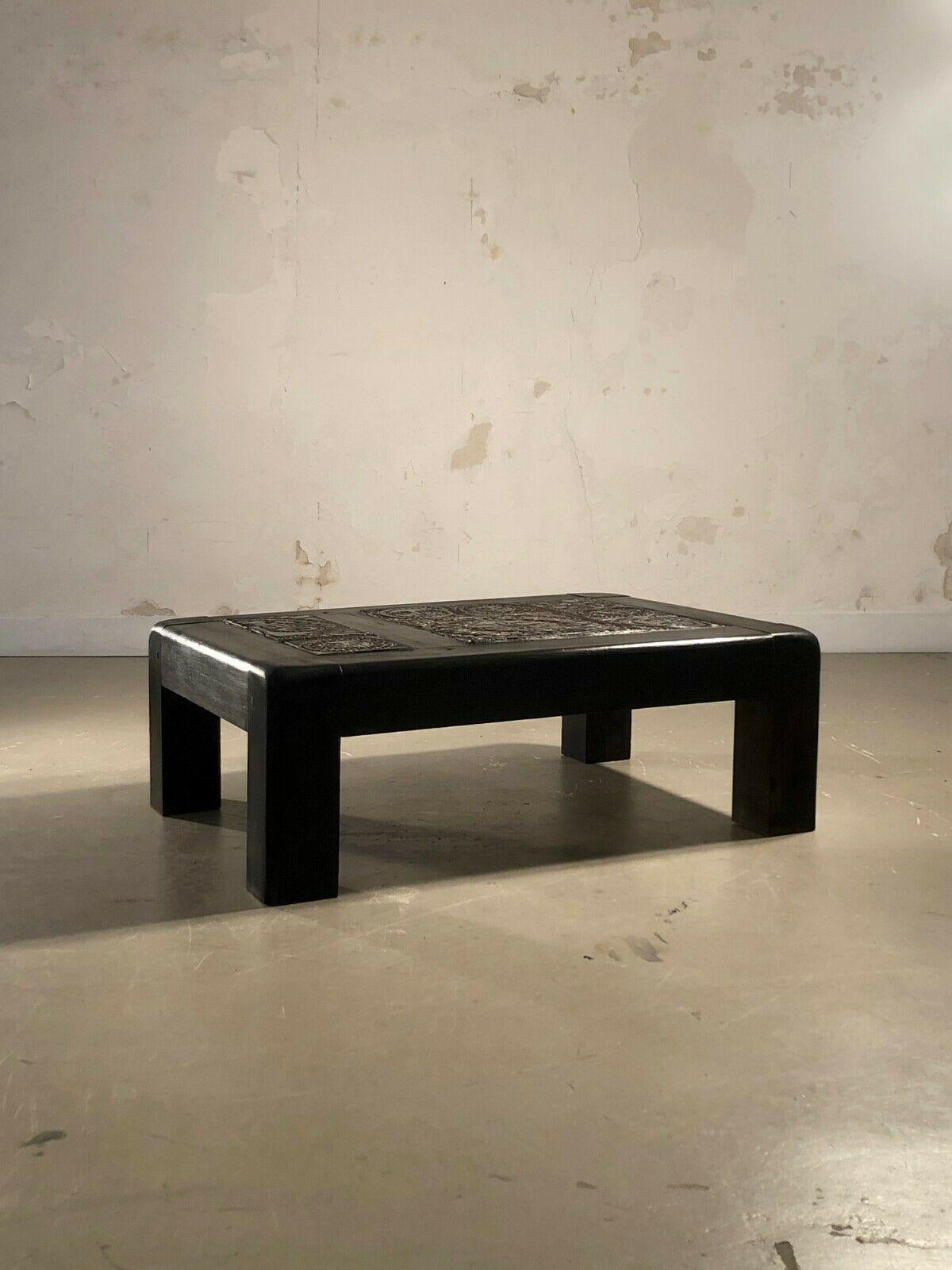 Wood A Ceramic COFFEE TABLE by ROLAND ZOBEL, LES CYCLADES, VALLAURIS, France 1970 For Sale