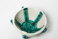 Ceramic Bowl or Cup with White and Green Glaze Decoration, circa 1950