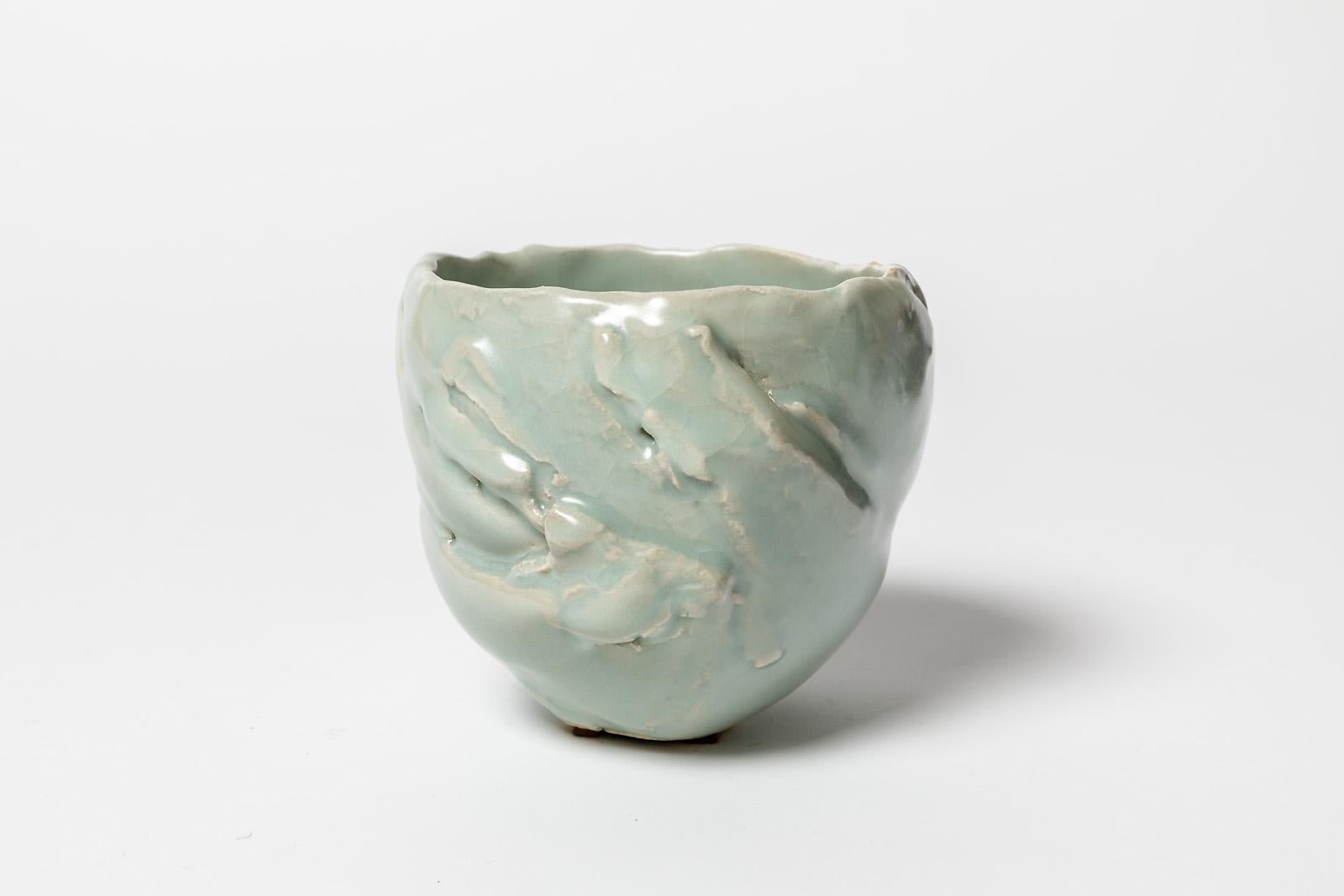 A ceramic bowl with celadon glaze decoration by Jean-François Fouhilloux.
Perfect original conditions.
Signed under the base,
Circa 1990-2000.
Unique piece.