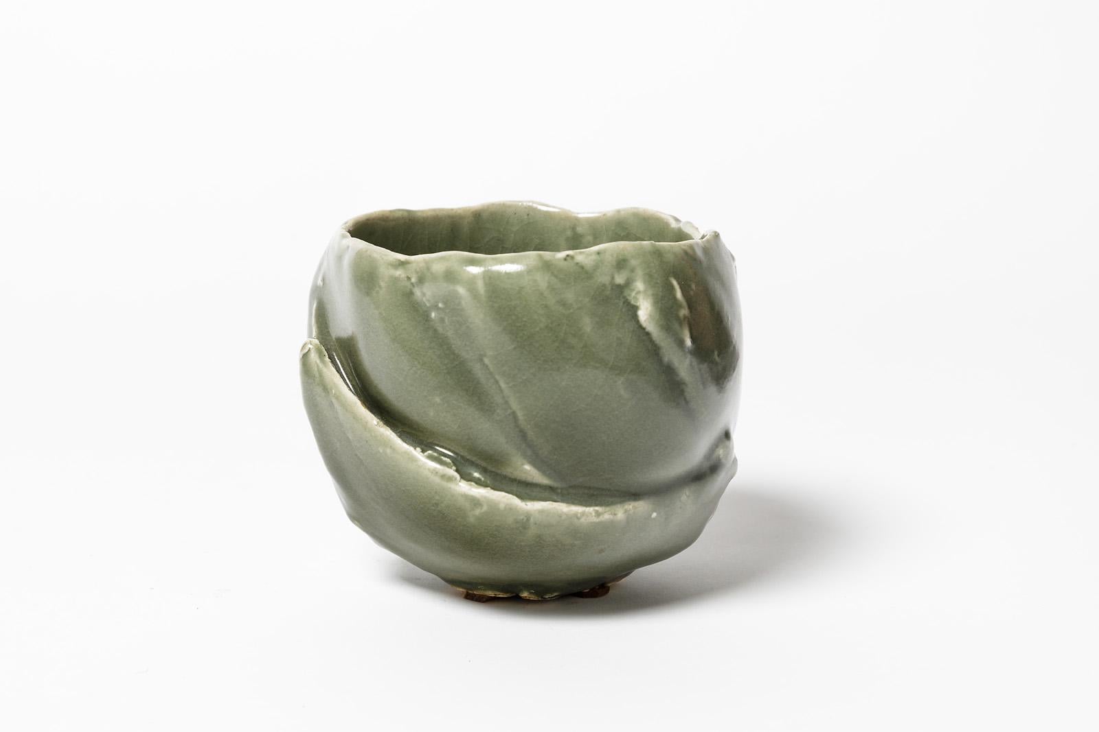 Beaux Arts Ceramic Bowl with Celadon Glaze Decoration, by Jean-François Fouhilloux