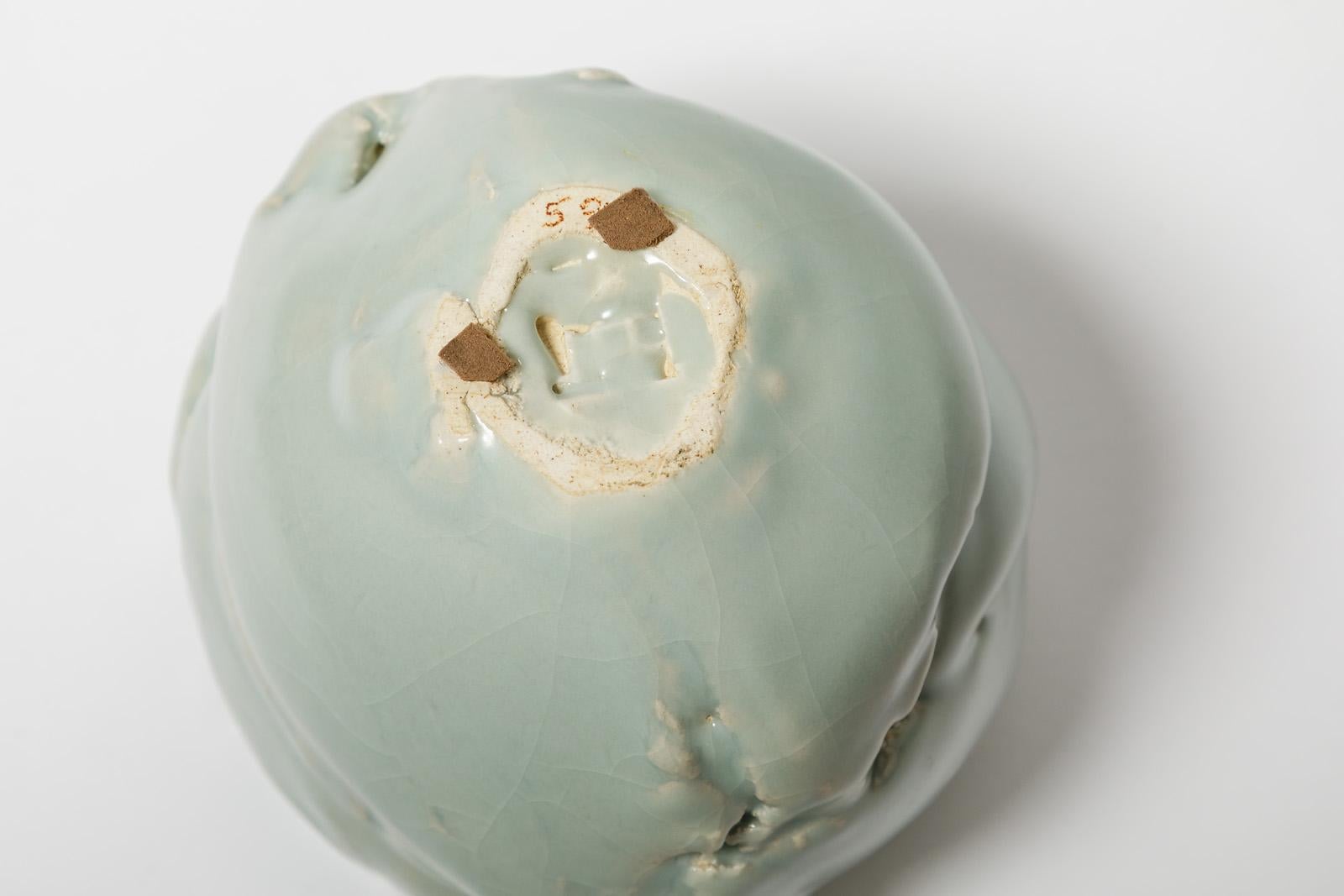 20th Century Ceramic Bowl with Celadon Glaze Decoration, by Jean-François Fouhilloux For Sale