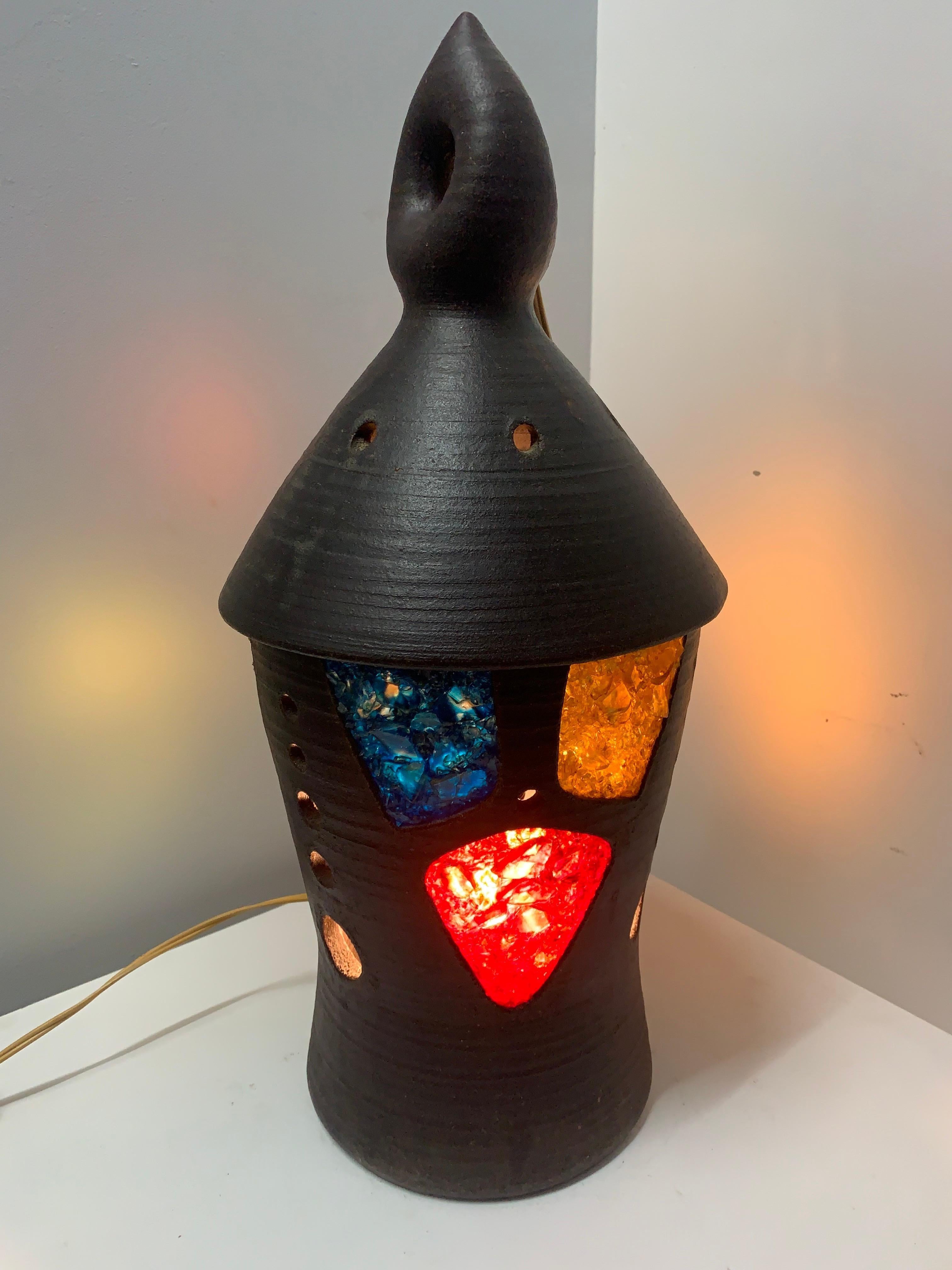 Modern A ceramic chandelier signed Accolay For Sale
