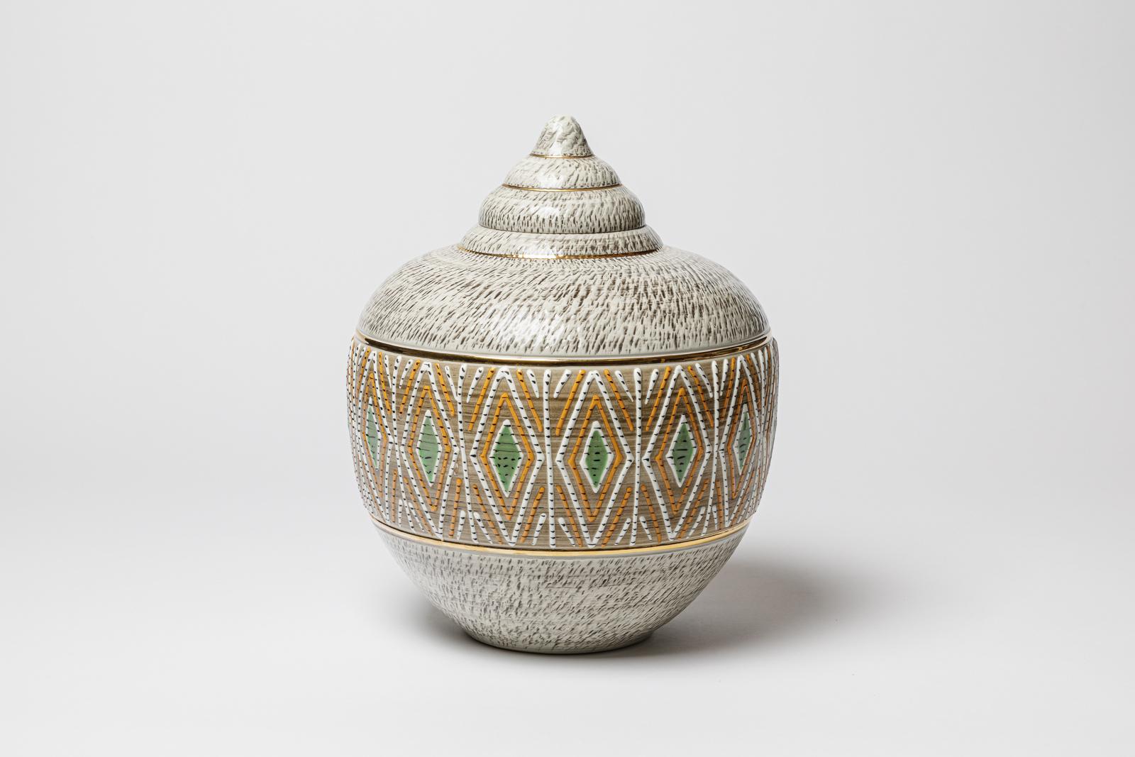 Art Déco Vaso rivestito in ceramica di Jacques Breugnot , circa 1960-1970 in vendita
