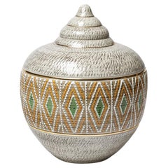 A ceramic covered jar by Jacques Breugnot , circa 1960-1970