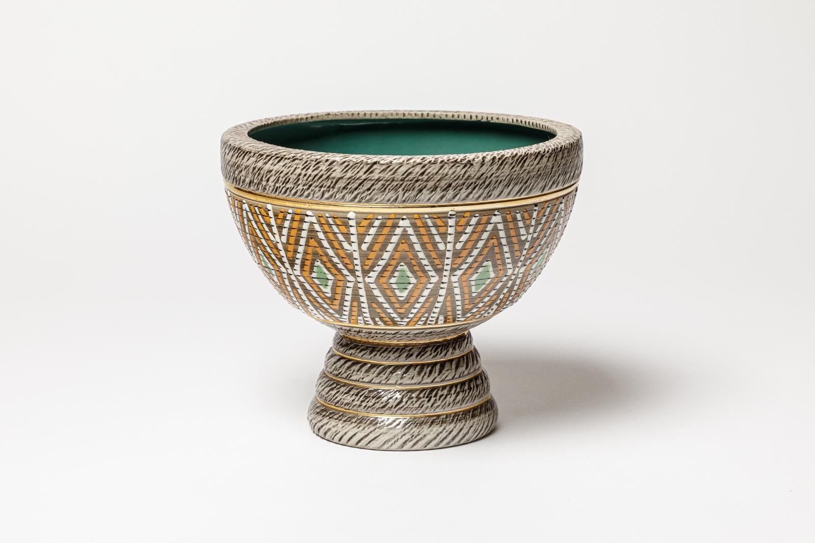 Art Déco Tazza in ceramica di Jacques Breugnot , circa 1970 in vendita