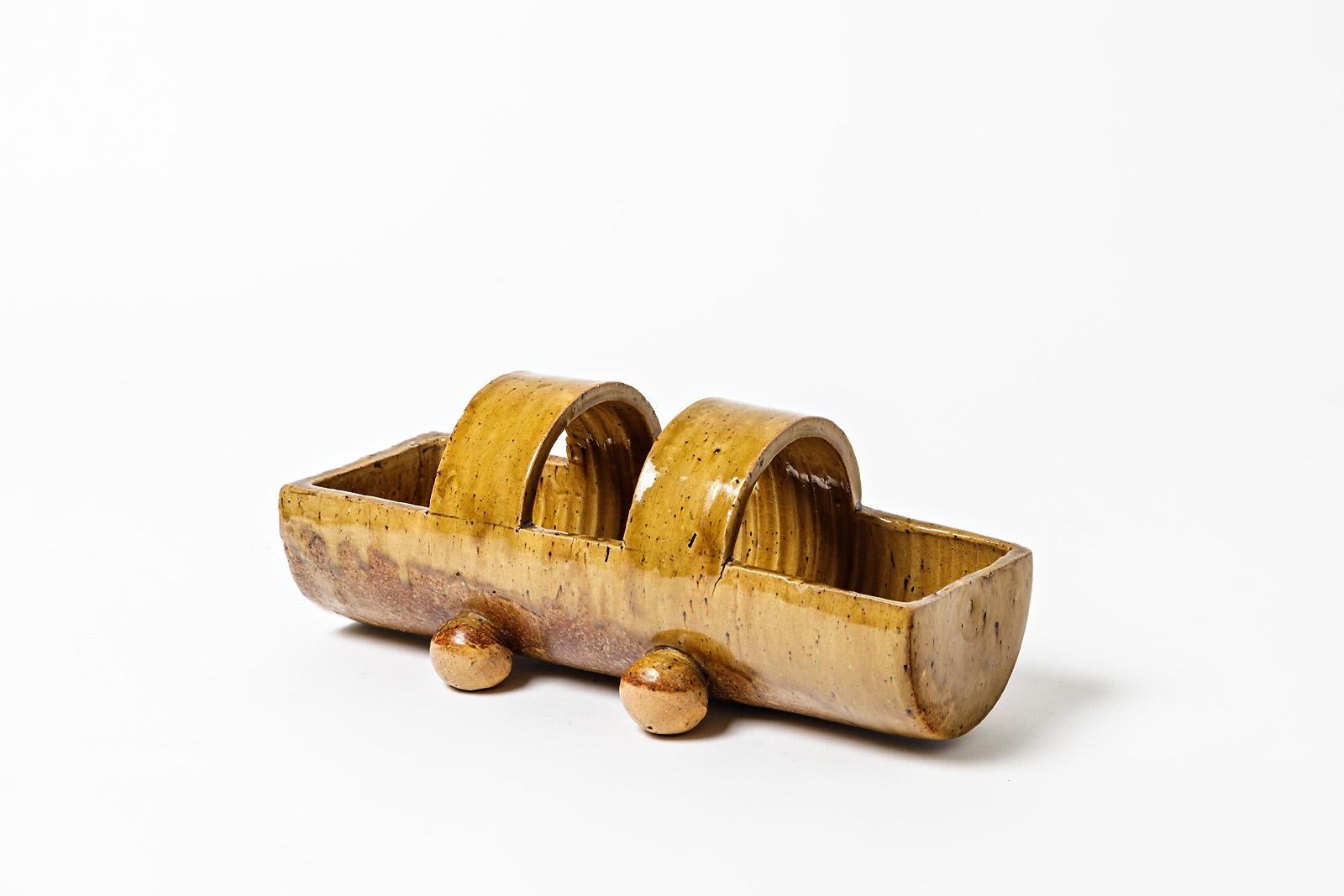 Keramische Schale von Guillaume zu La Borne, um 1936 (Art déco) im Angebot