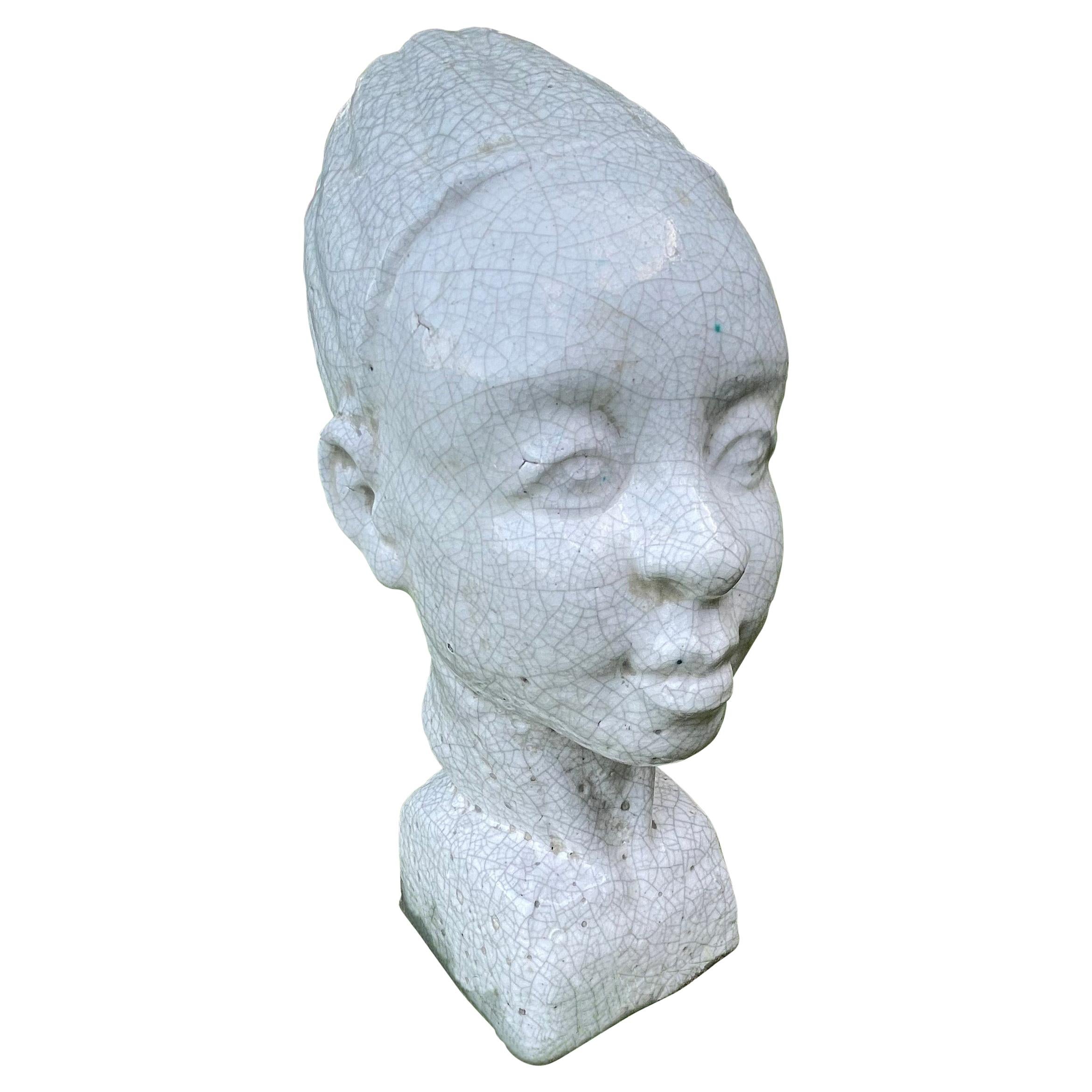 Testa in ceramica "Giovane ragazzo" circa 1930 in vendita