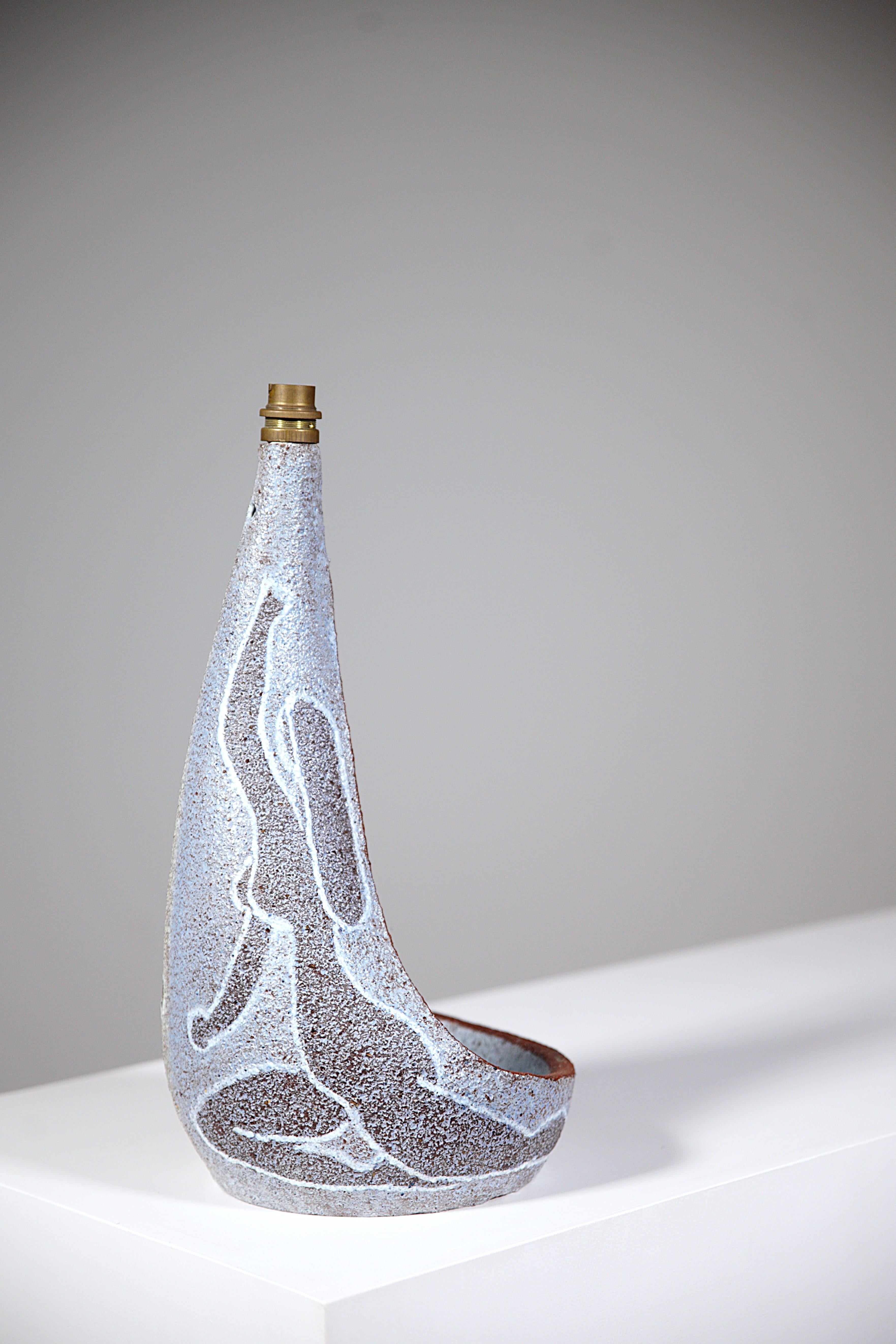 Lampada in ceramica di Les Potiers D'accolay Francia anni '70 In condizioni buone in vendita a HYÈRES, FR