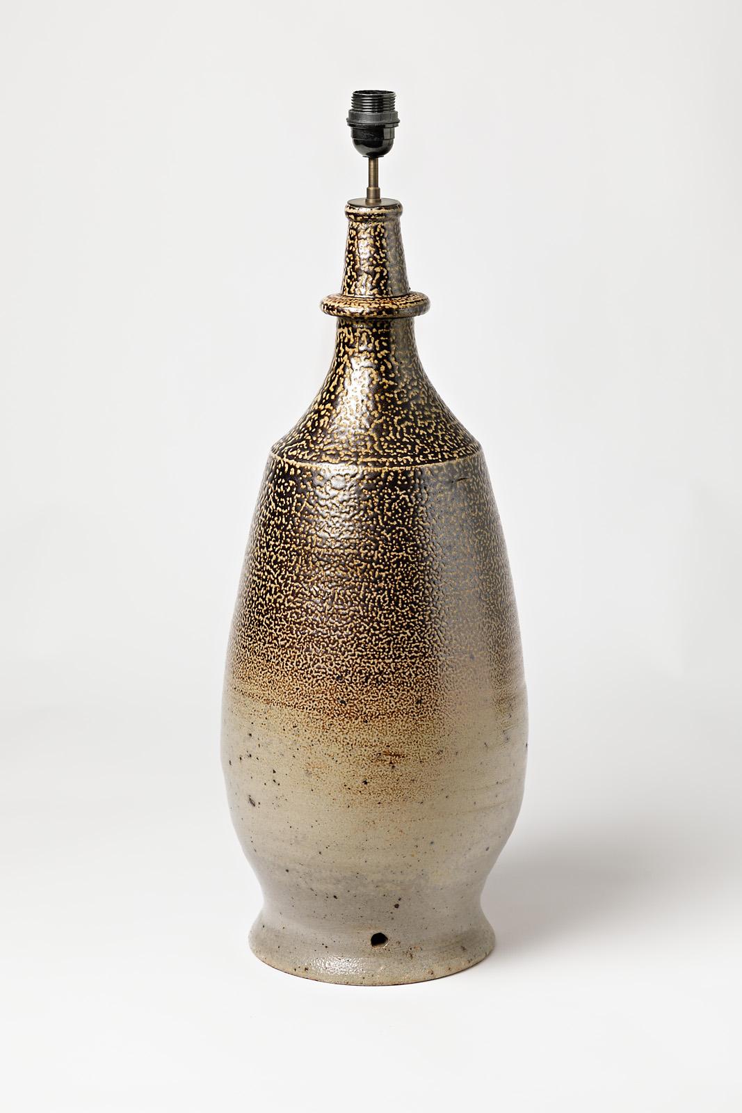 French Ceramic Lamp, by the Potters of La Borne, circa 1960-1970