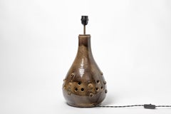Ceramic Lamp Table with Glazes Decoration, circa 1970, France