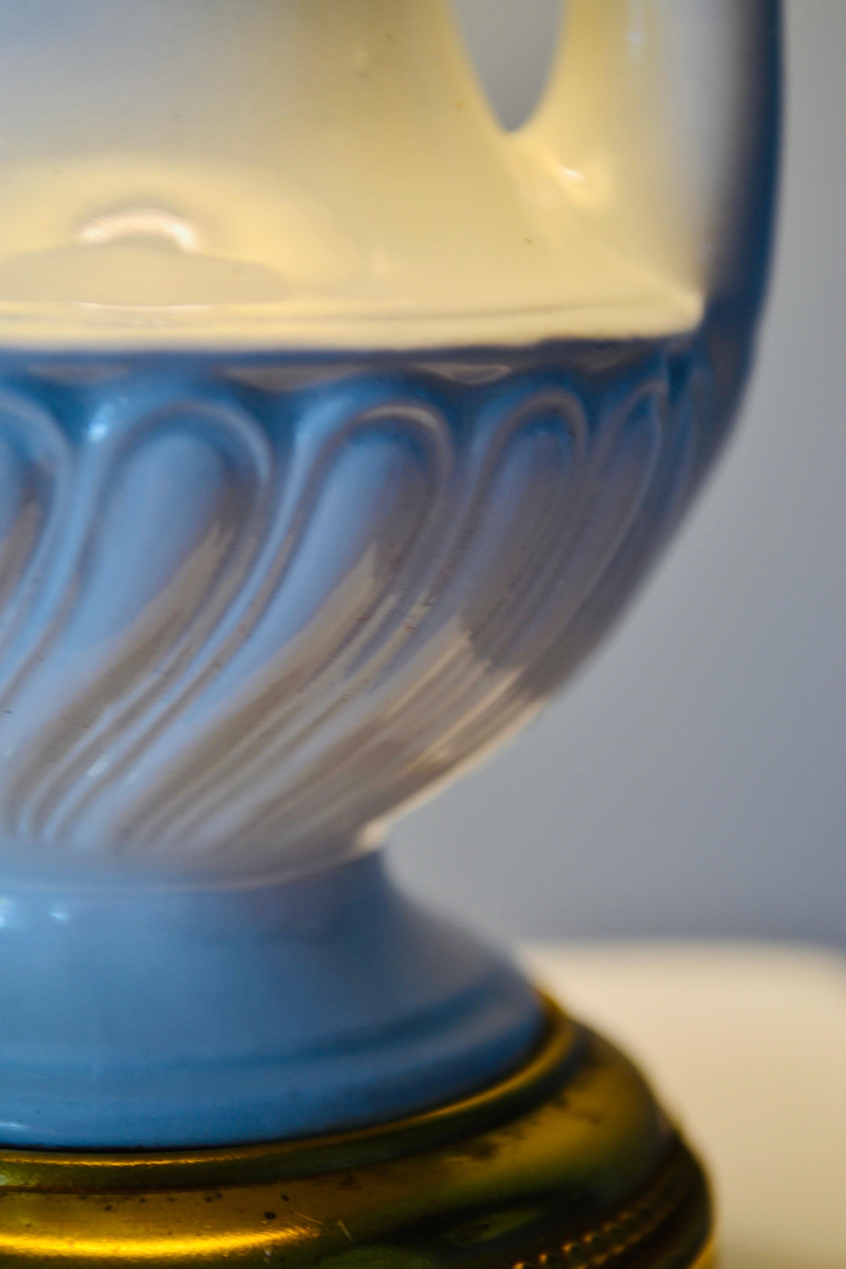 19th Century A ceramic lamp with gilded brass accents - Napoleon III style - France. For Sale