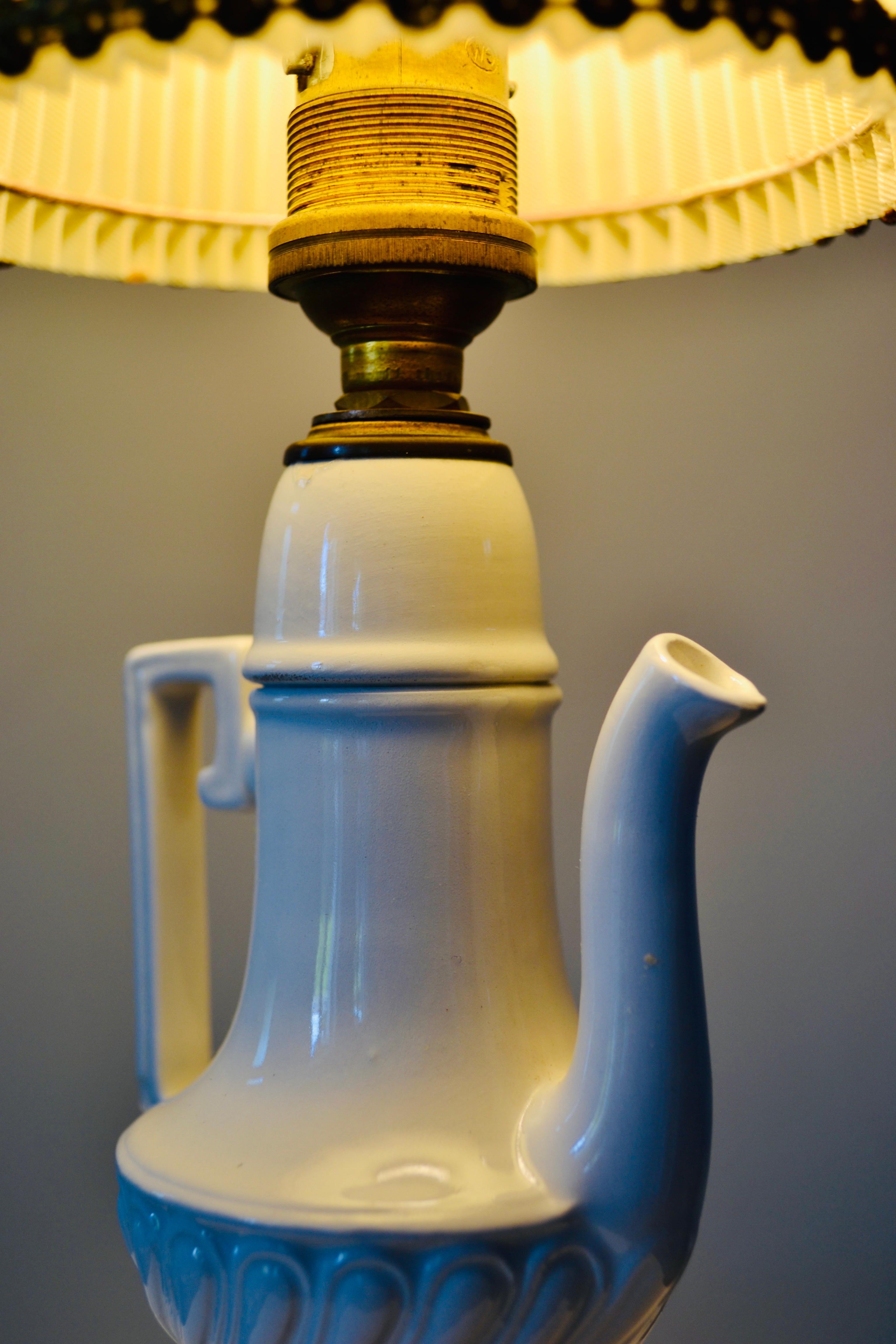 Ceramic A ceramic lamp with gilded brass accents - Napoleon III style - France. For Sale
