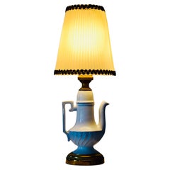 A ceramic lamp with gilded brass accents - Napoleon III style - France.