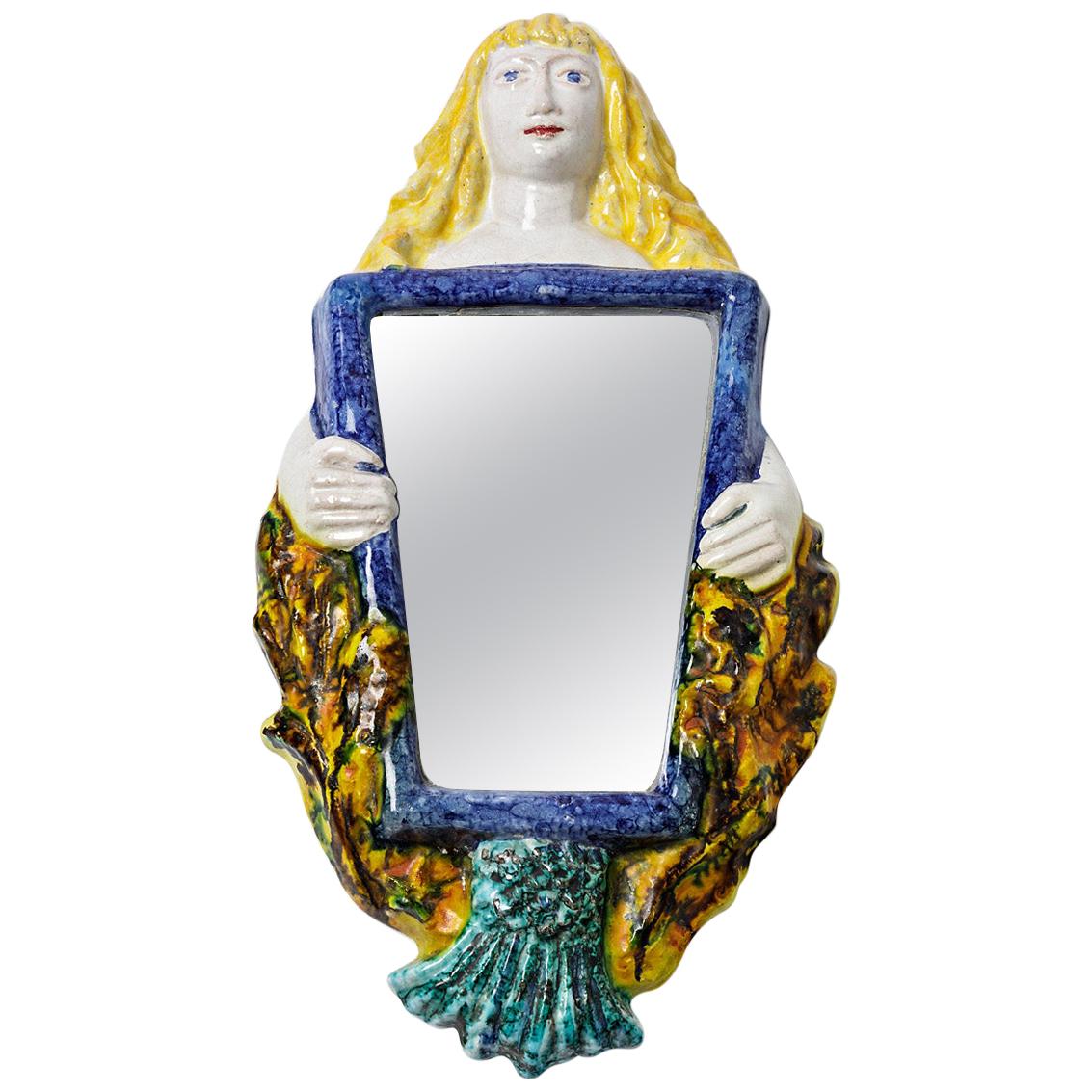 Ceramic Mirror in the Style of Guidette Carbonell, circa 1940