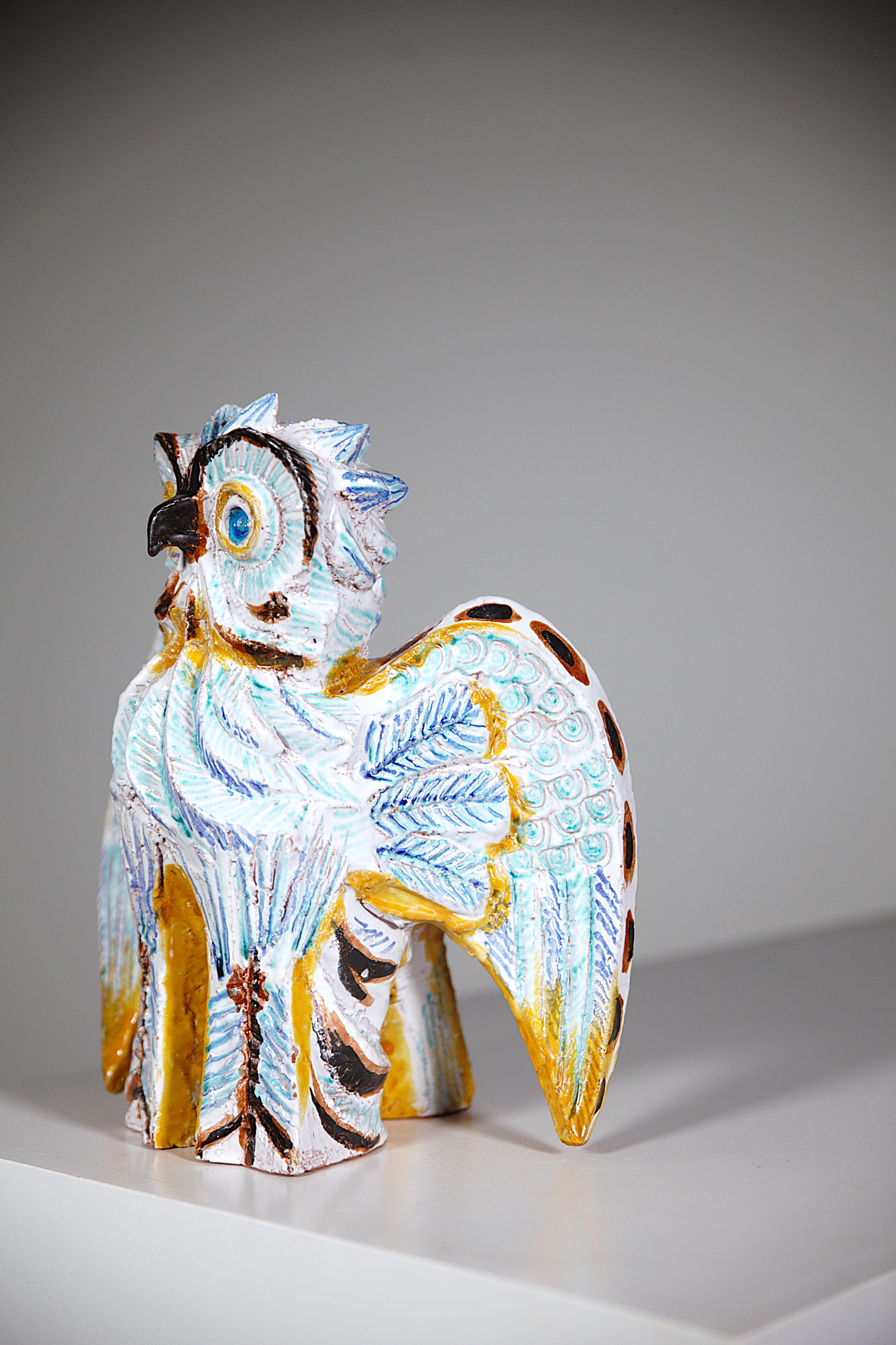 A Ceramic Owl Sculpture by Jean Claude Taburet Brittany France 1980's Bon état - En vente à HYÈRES, FR