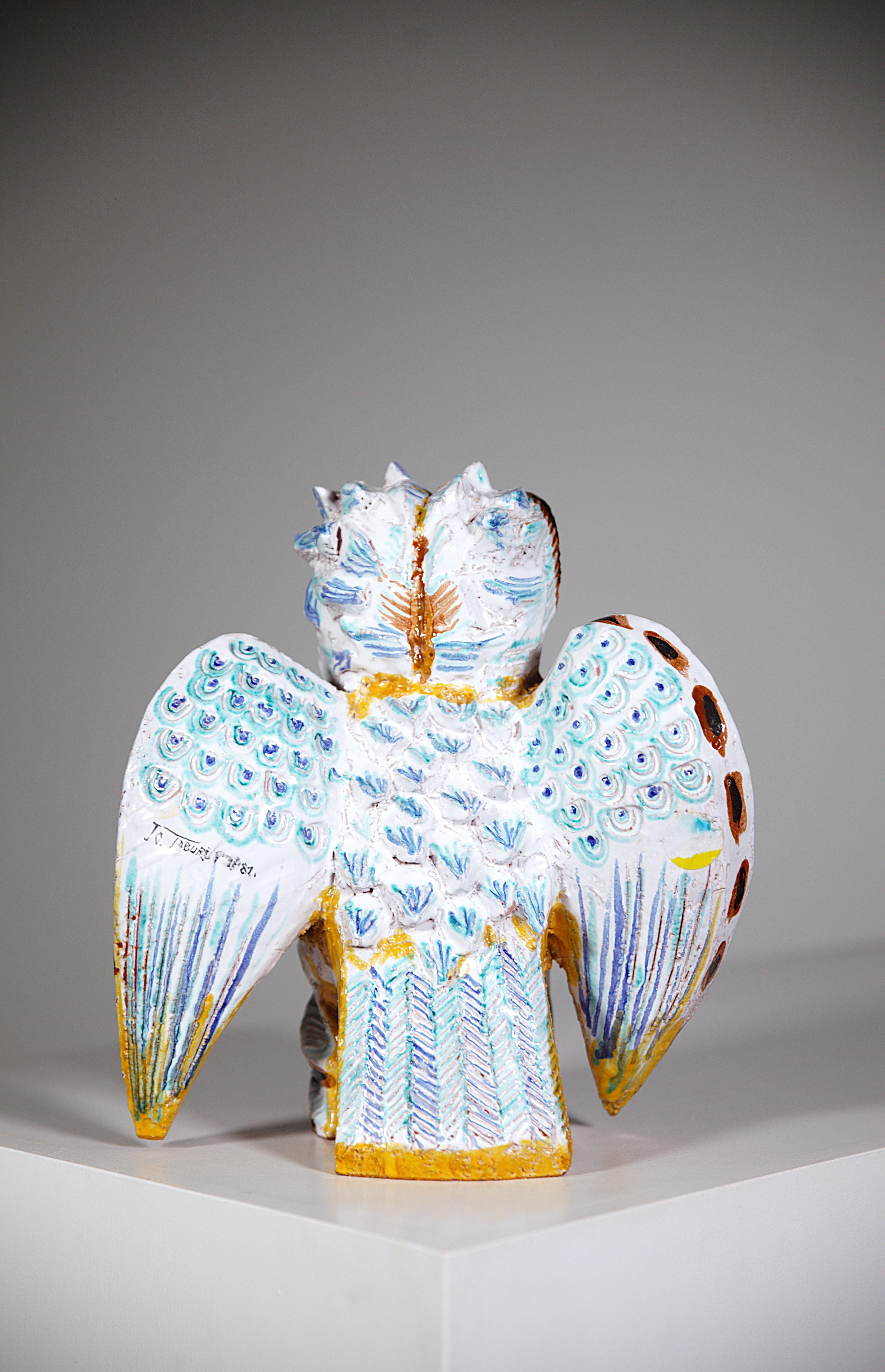 Fin du 20e siècle A Ceramic Owl Sculpture by Jean Claude Taburet Brittany France 1980's en vente