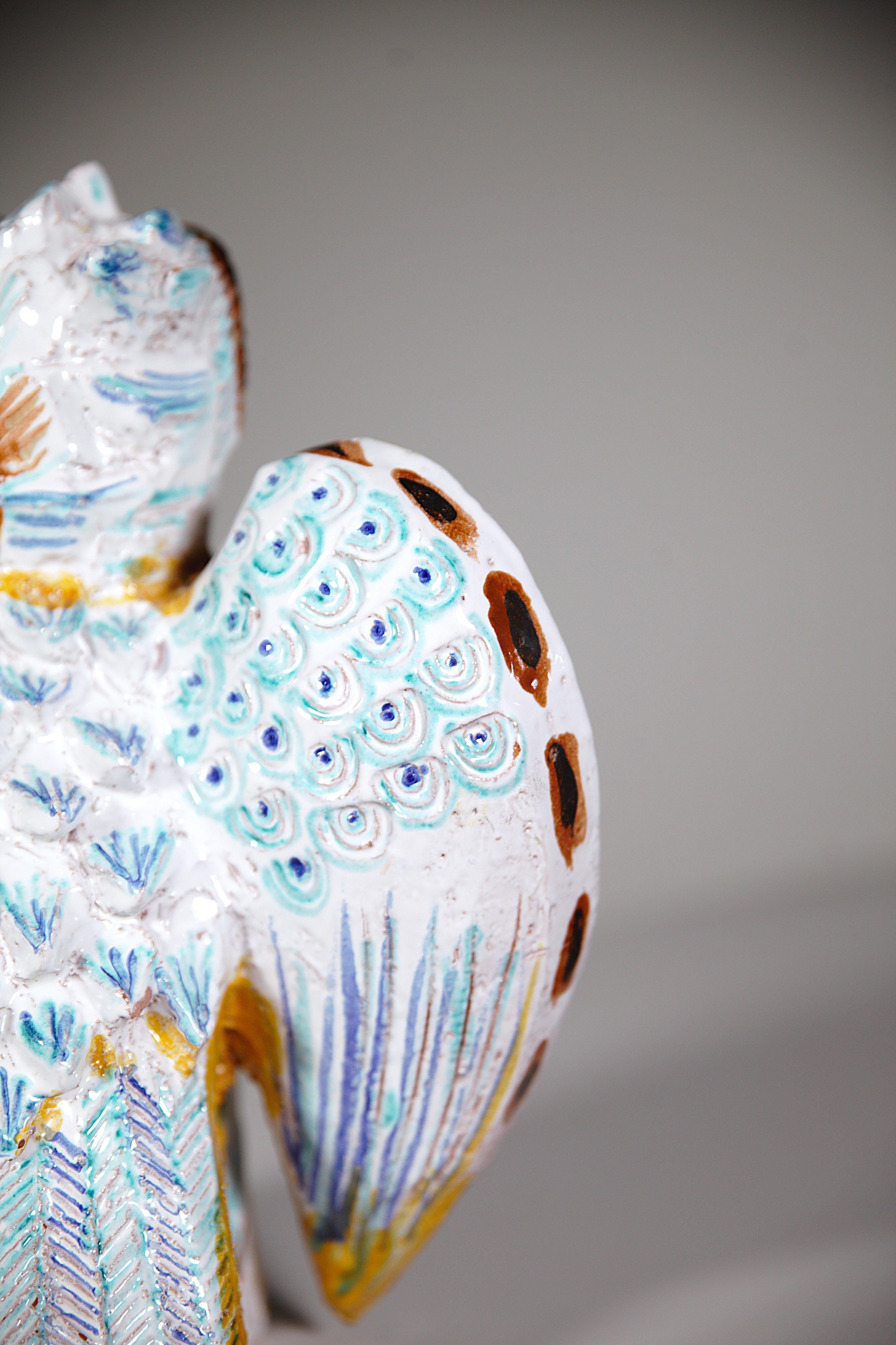 A Ceramic Owl Sculpture by Jean Claude Taburet Brittany France 1980's en vente 1