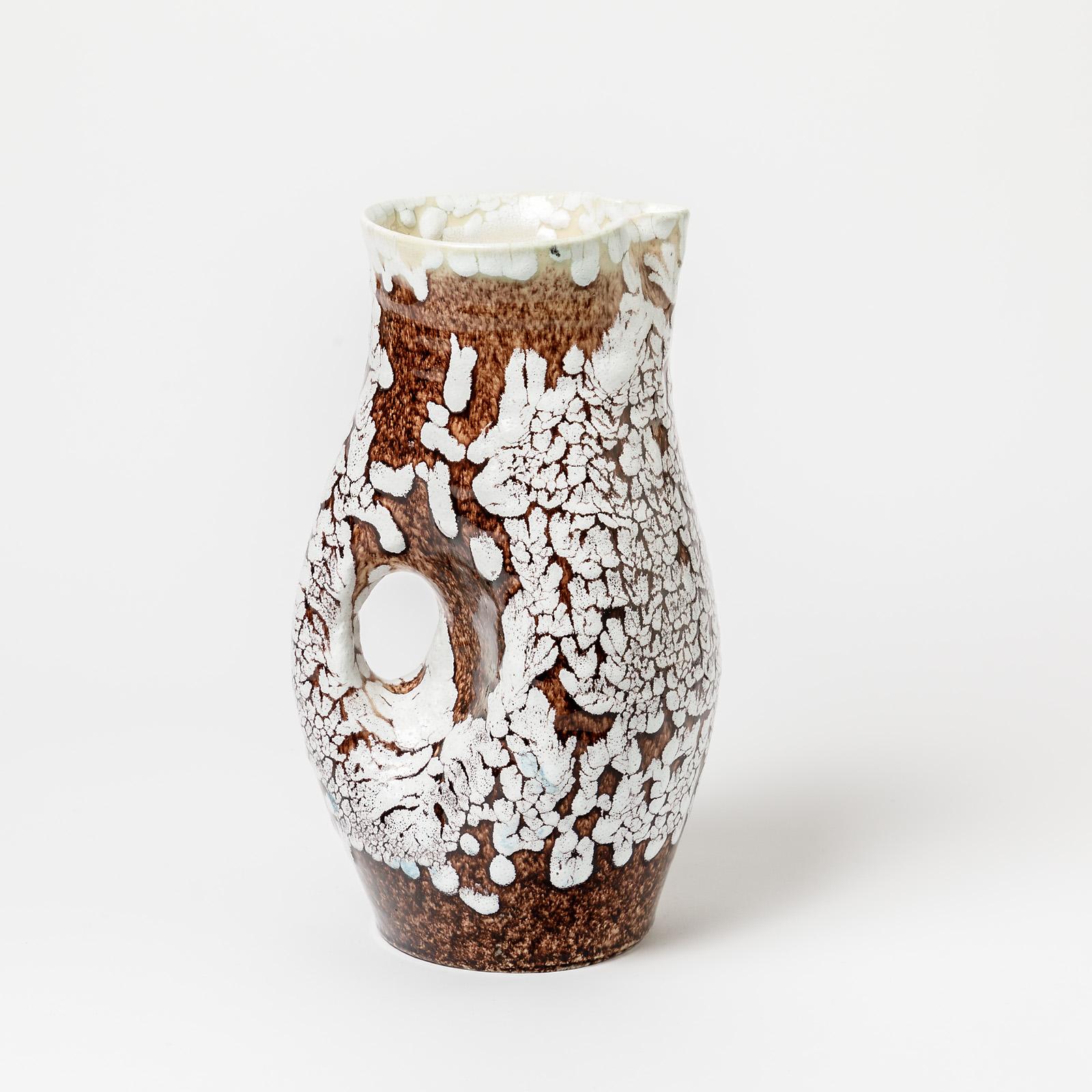 Keramikkrug mit Glasurdekor von Accolay, ca. 1960–1970 im Angebot 1