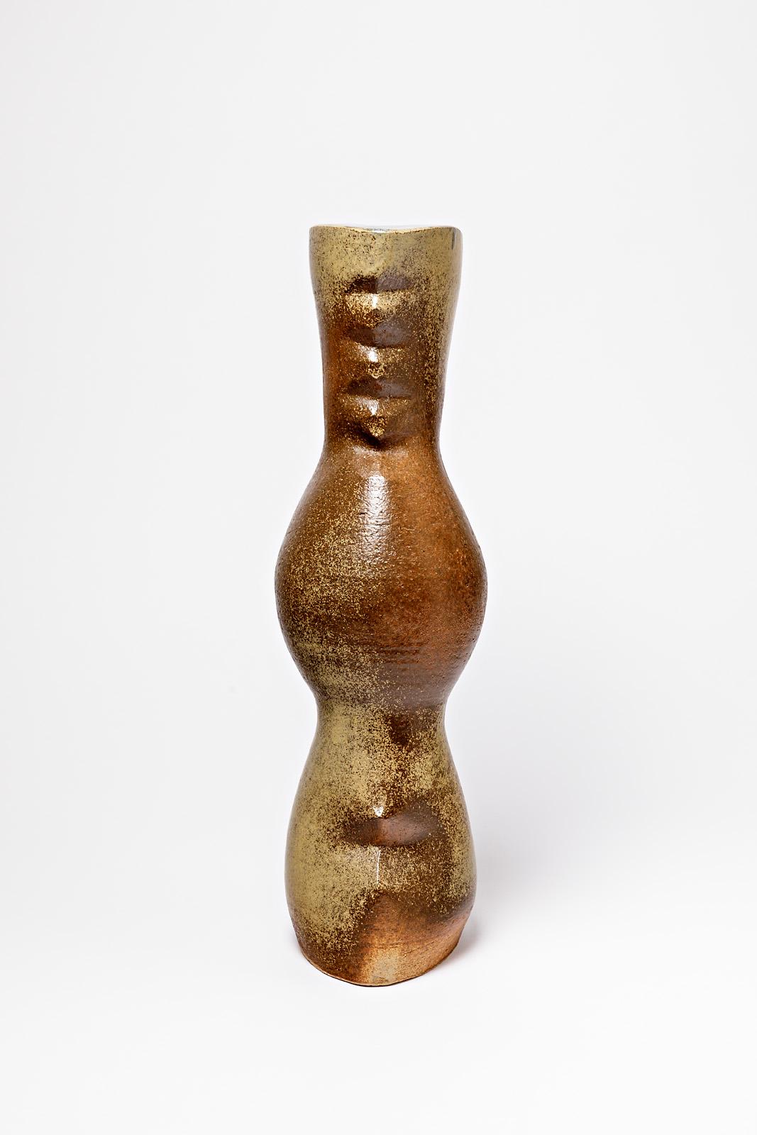 French Ceramic Sculptural Vase Attributed to Martin Hammond to La Borne, circa 1970
