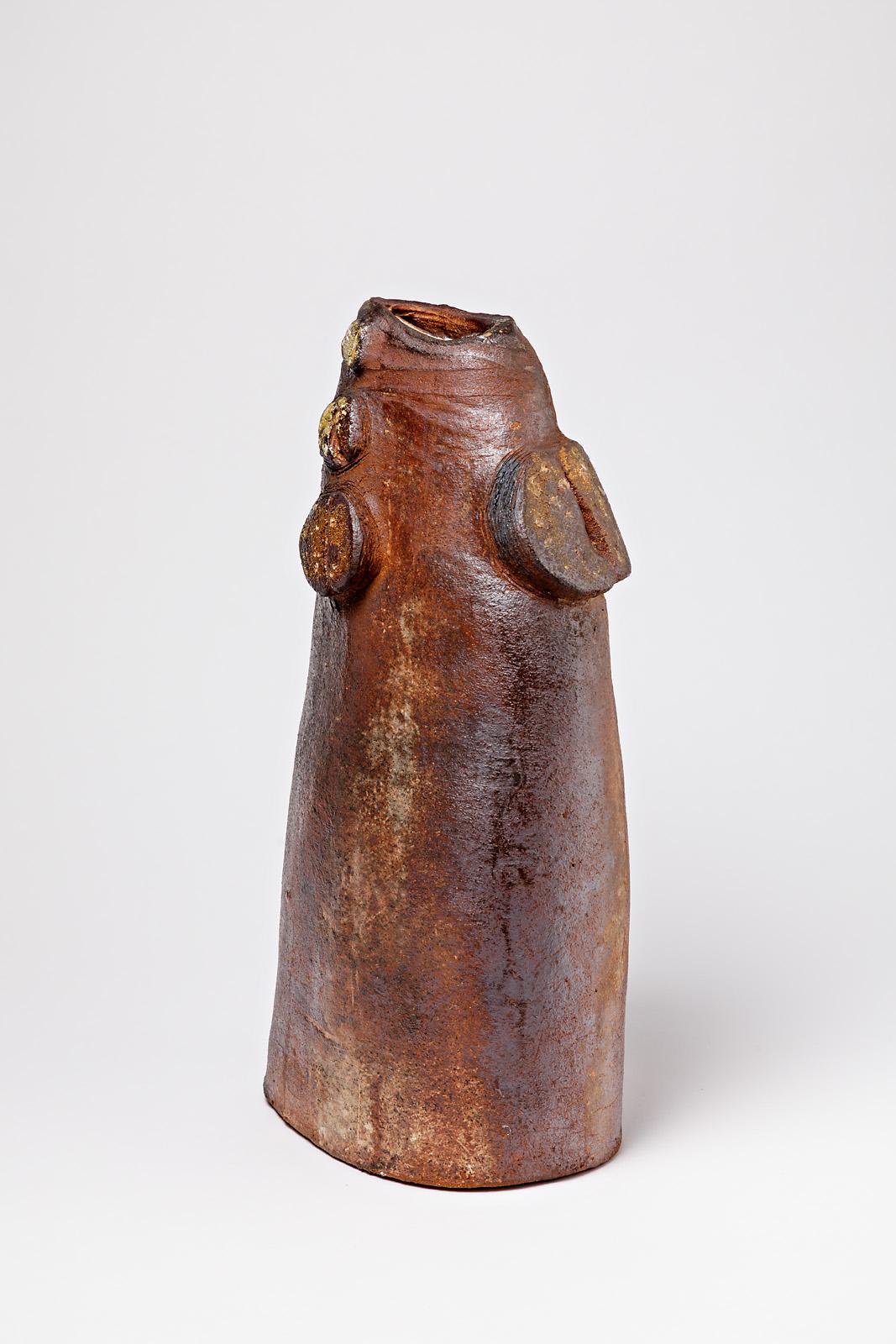 Vaso scultoreo in ceramica di La Borne, firmato alla base, 1970 ca. In condizioni ottime in vendita a Saint-Ouen, FR