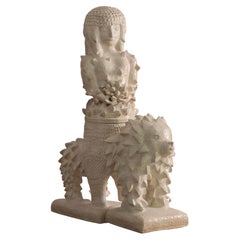 Ceramic Sculpture "Egyptienne Au Lion" by Laurent Dufour, 2022