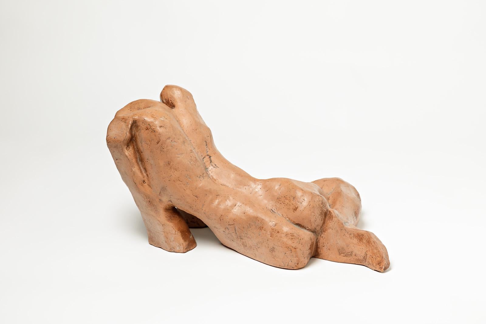 Ceramic Sculpture Signed A.C, circa 1986 In Excellent Condition For Sale In Saint-Ouen, FR