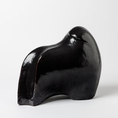 Ceramic Sculpture with Black Glaze Decoration by Gisèle Buthod-garçon