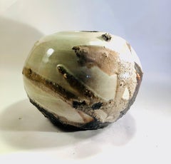 A ceramic spherical vase with gray glaze - France - 1970