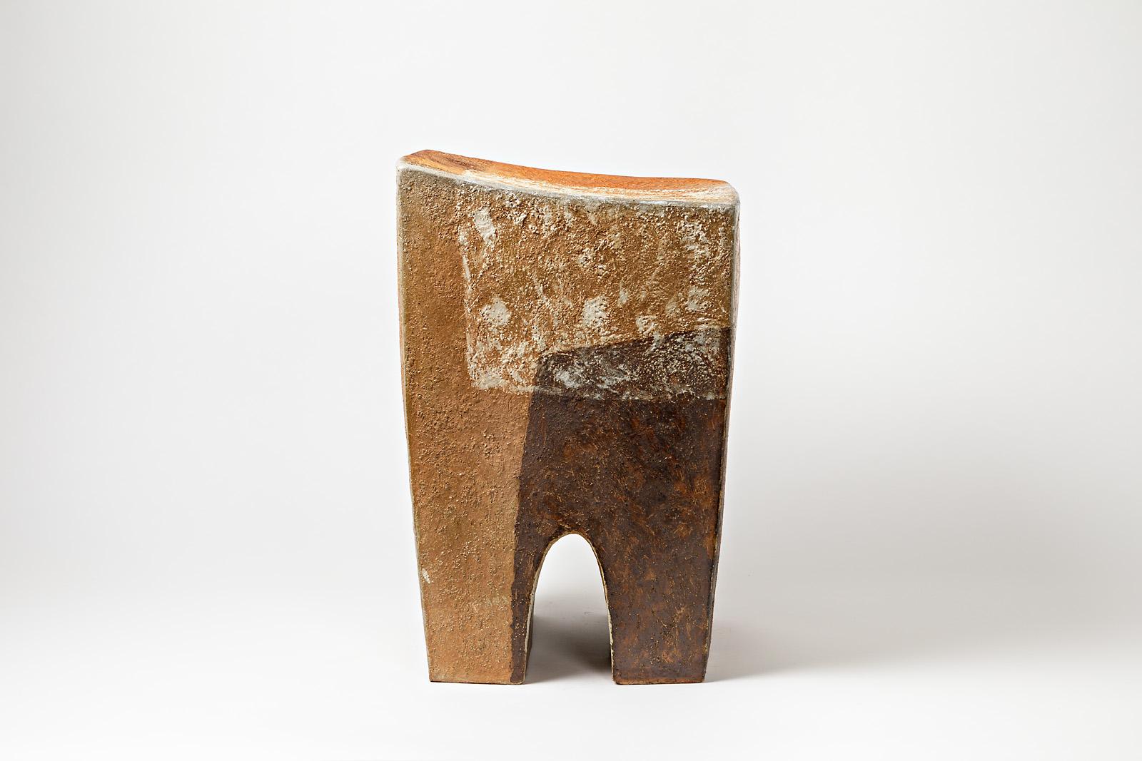 A ceramic stool by Martin Goerg with glazes decoration.
This piece can be put indoor or outdoor.
Perfect original conditions.
2018.
A set of 8 pieces is available.