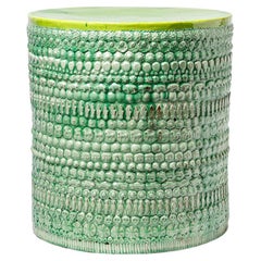 Ceramic Stool or Table by Sophy Mac Keith with Green Glaze Decoration, 2022