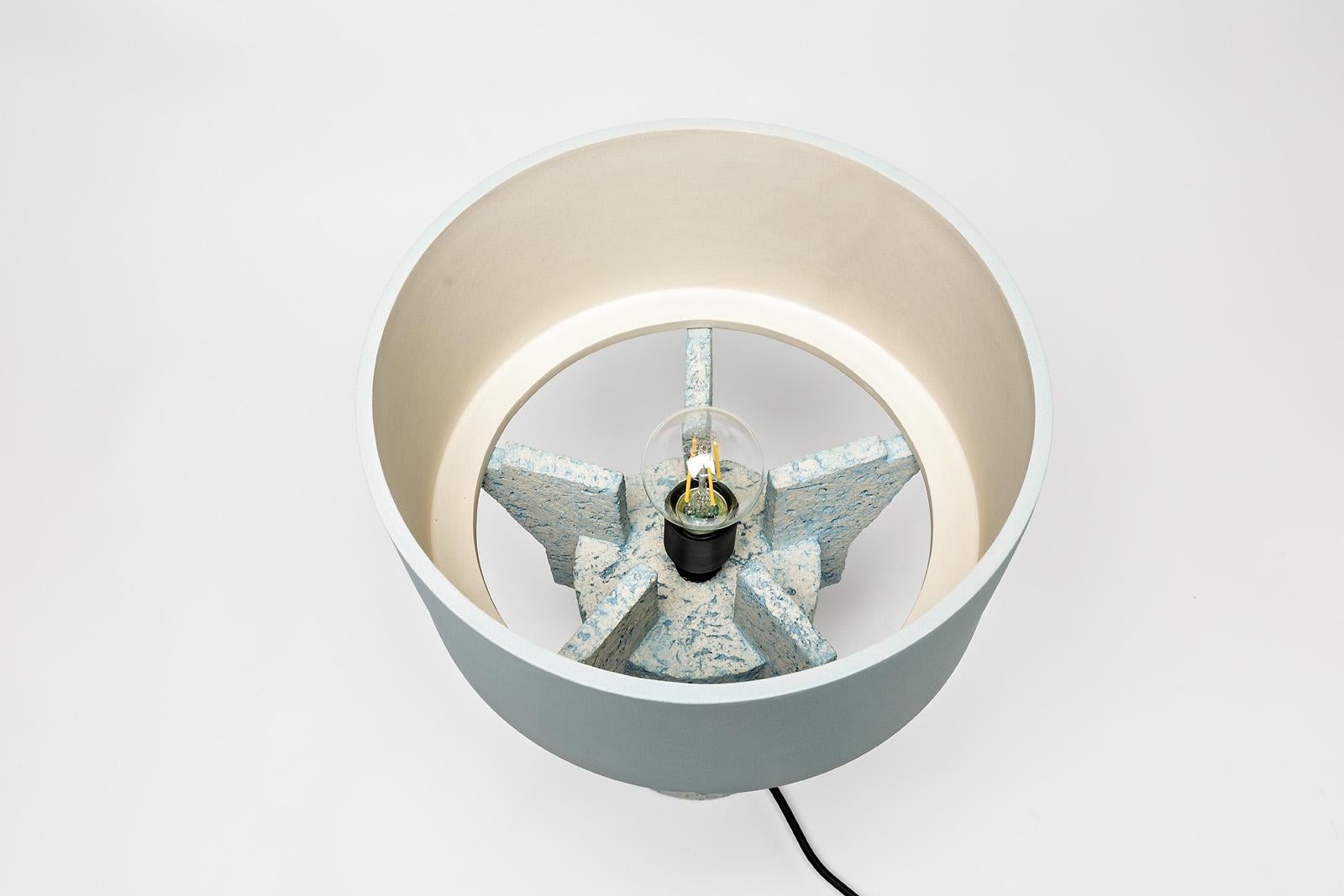 French Ceramic Table Lamp by Denis Castaing with Blue Glaze Decoration, 2019 For Sale