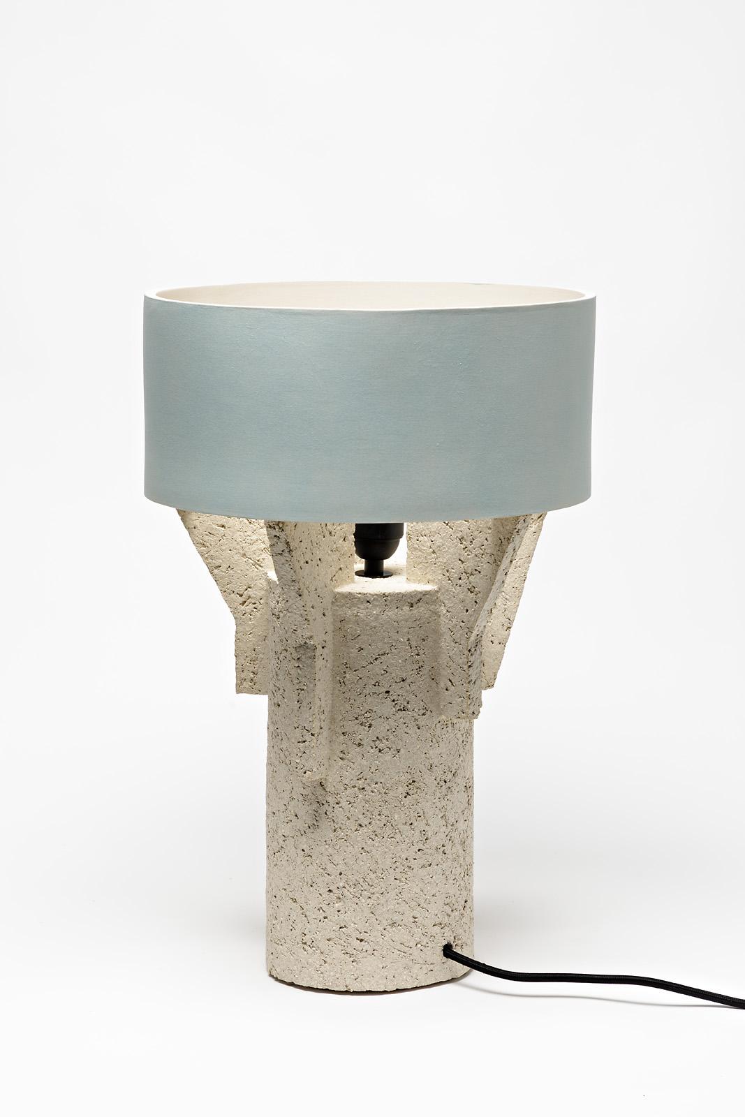 Ceramic Table Lamp by Denis Castaing with Blue Glaze Decoration, 2019 In New Condition In Saint-Ouen, FR