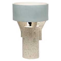 Ceramic Table Lamp by Denis Castaing with Blue Glaze Decoration, 2019