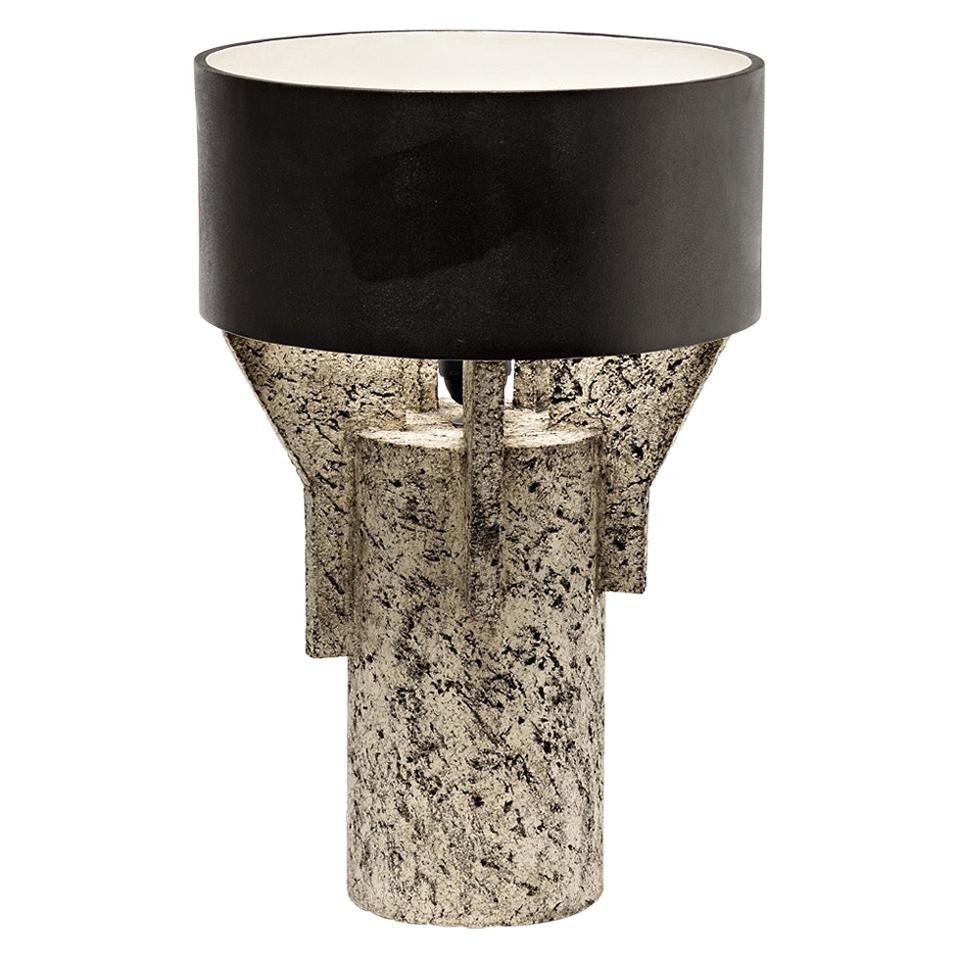 Keramische Tischlampe von Denis Castaing mit brauner Glasur:: 2019