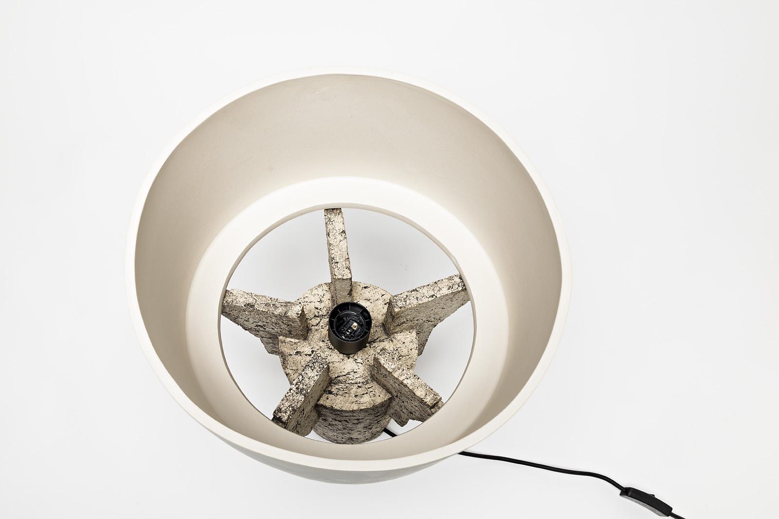 Contemporary Ceramic Table Lamp by Denis Castaing with White Glaze Decoration, 2019 For Sale