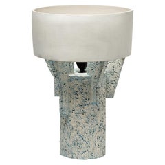 Ceramic Table Lamp by Denis Castaing with Withe Glaze Decoration, 2019