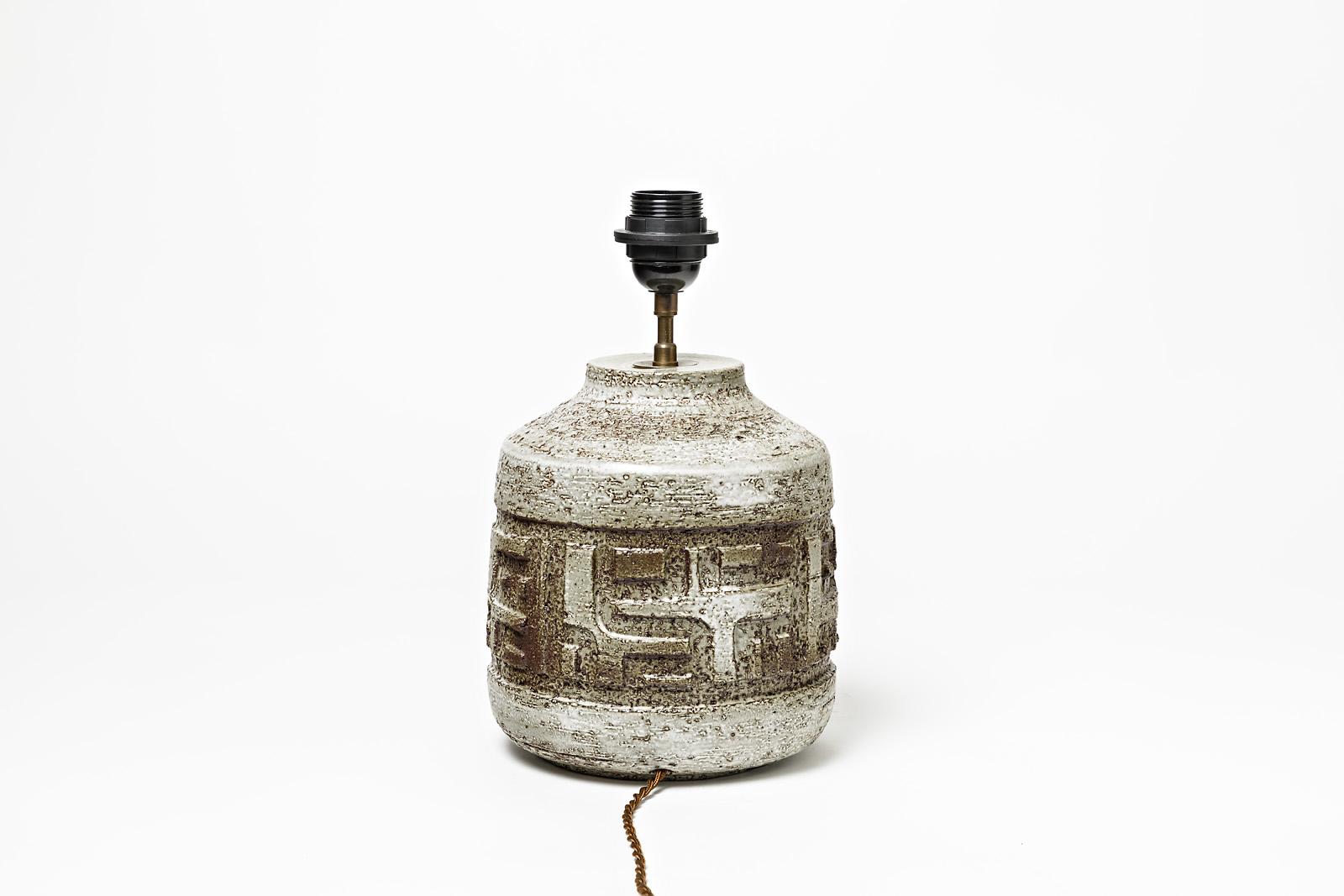French Ceramic Table Lamp by Huguette and Marius Bessone, to Vallauris, circa 1970 For Sale