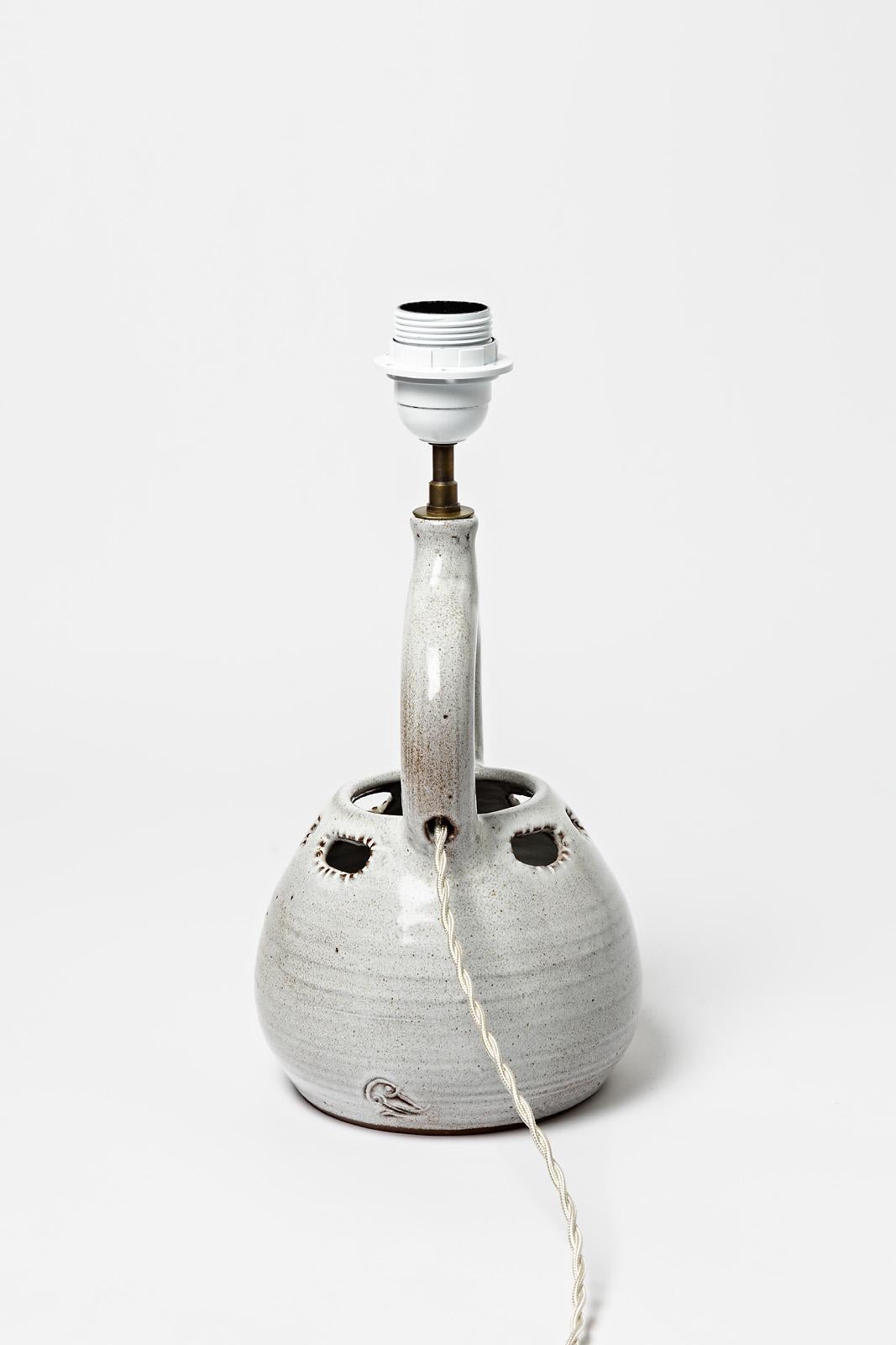 Ceramic Table Lamp by Jeanne & Norbert Pierlot to Ratilly, circa 1970 In Excellent Condition For Sale In Saint-Ouen, FR