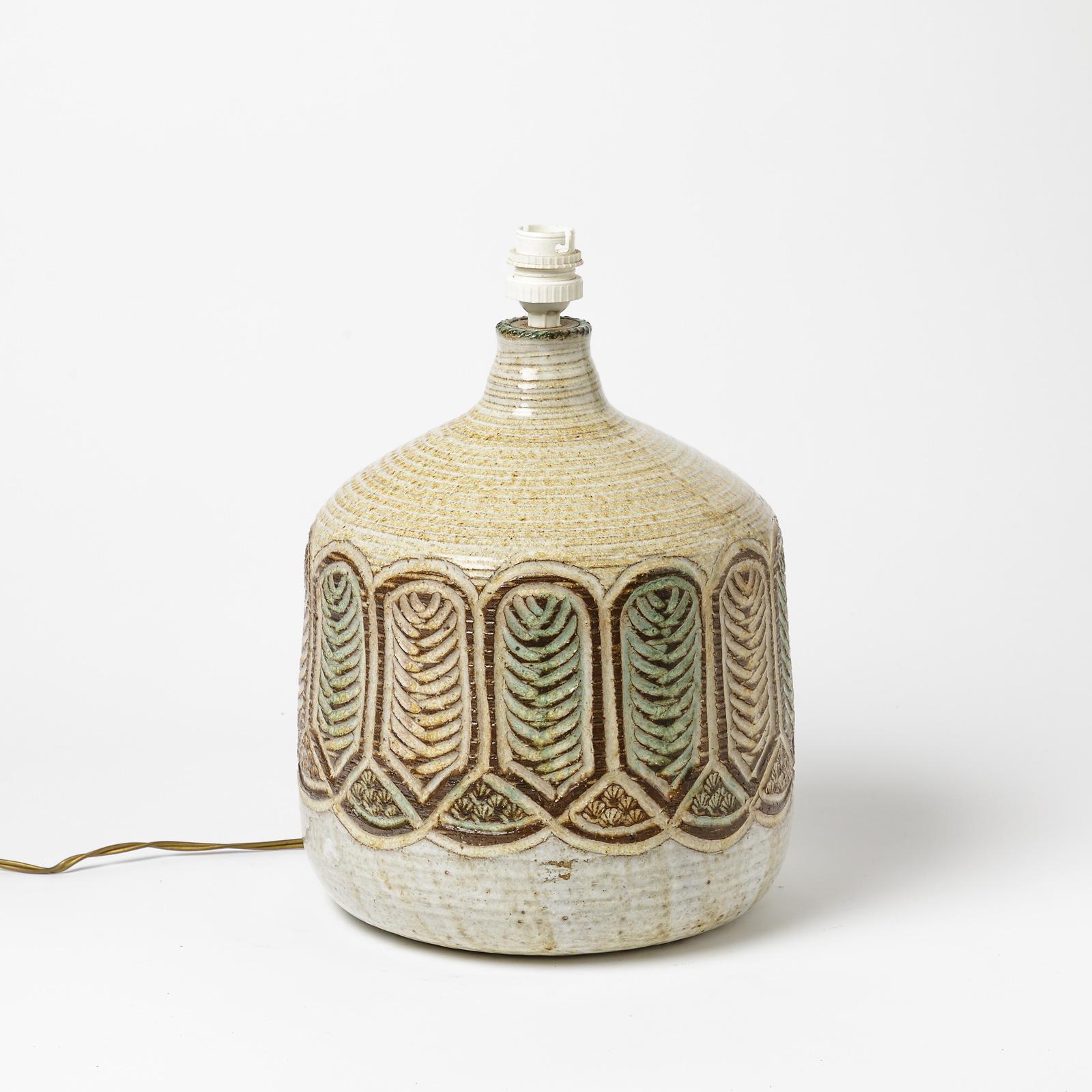 Beaux Arts Ceramic Table Lamp by Marcel Giraud, to Vallauris, circa 1960-1970 For Sale