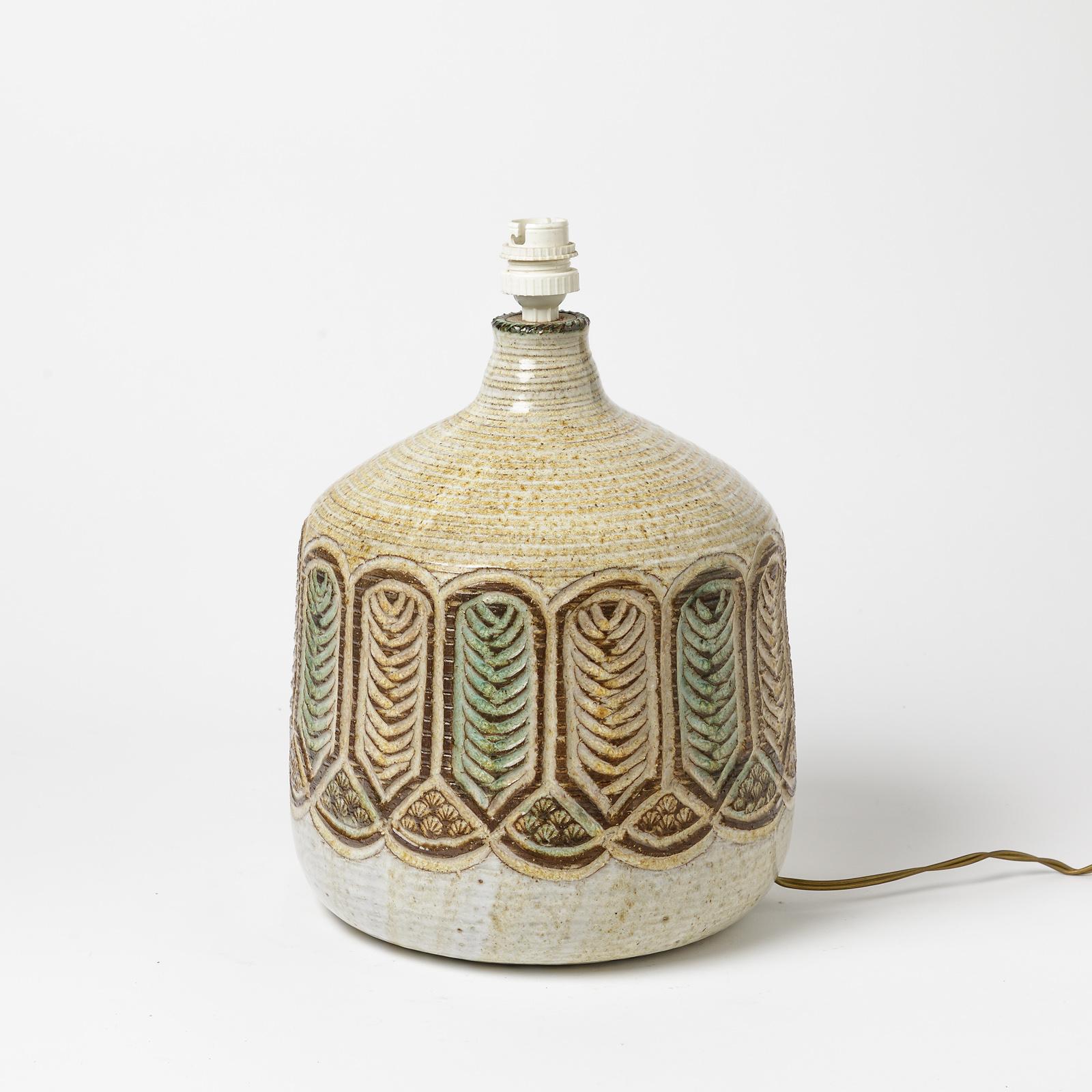 Keramik-Tischlampe von Marcel Giraud, Vallauris, ca. 1960-1970 im Zustand „Hervorragend“ im Angebot in Saint-Ouen, FR
