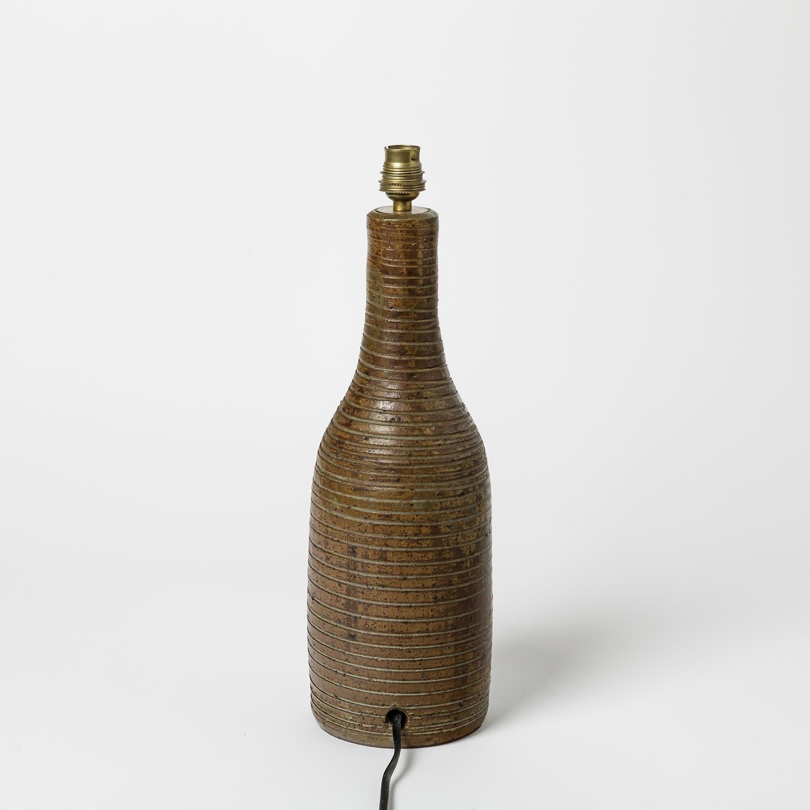 French Ceramic Table Lamp by the Potters of La Borne, circa 1960-1970 For Sale
