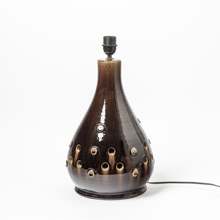 Beaux Arts Ceramic Table Lamp in the Style of Georges Pelletier, circa 1960-1970 For Sale