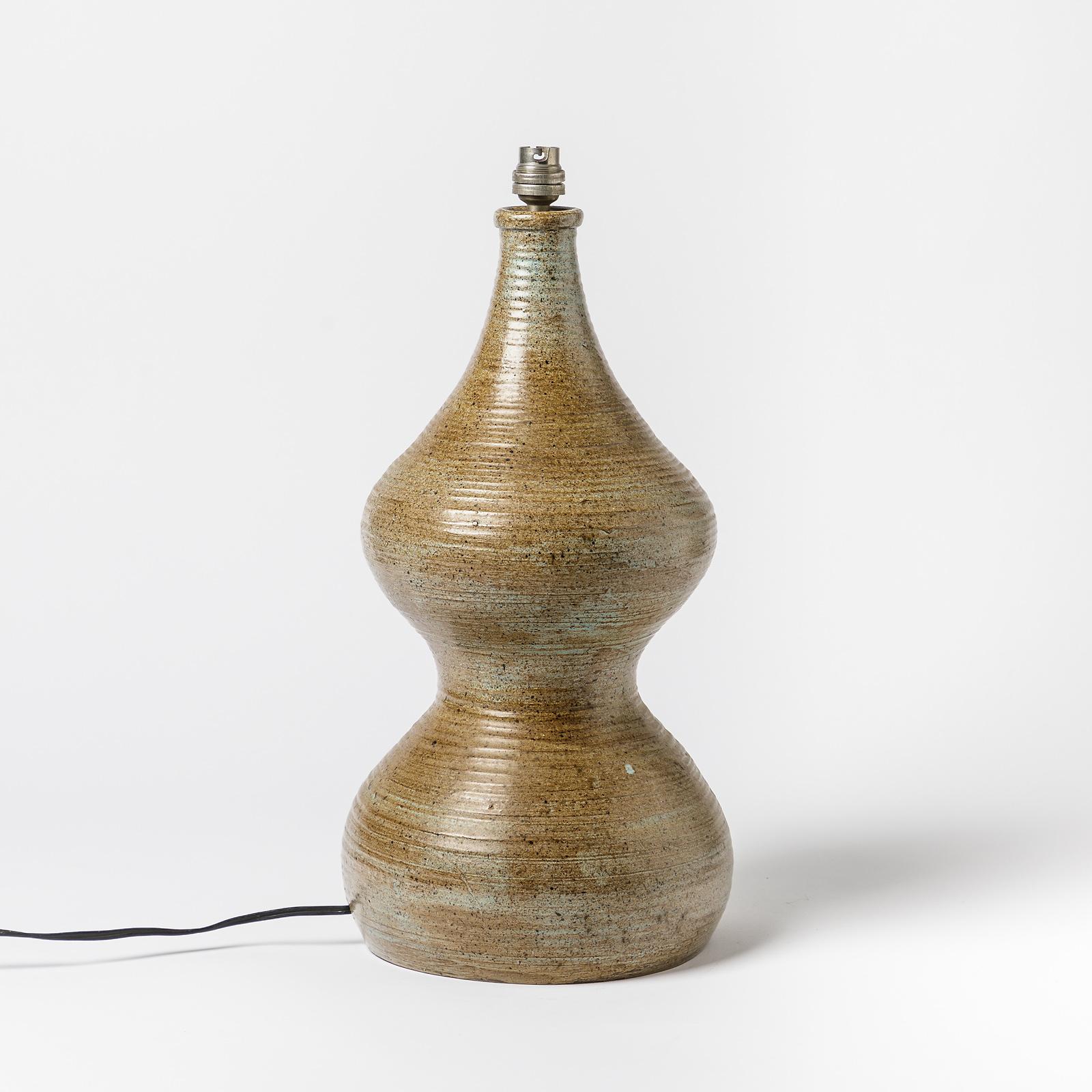 French Ceramic Table Lamp, Signed Monique, circa 1960-1970 to La Borne, France