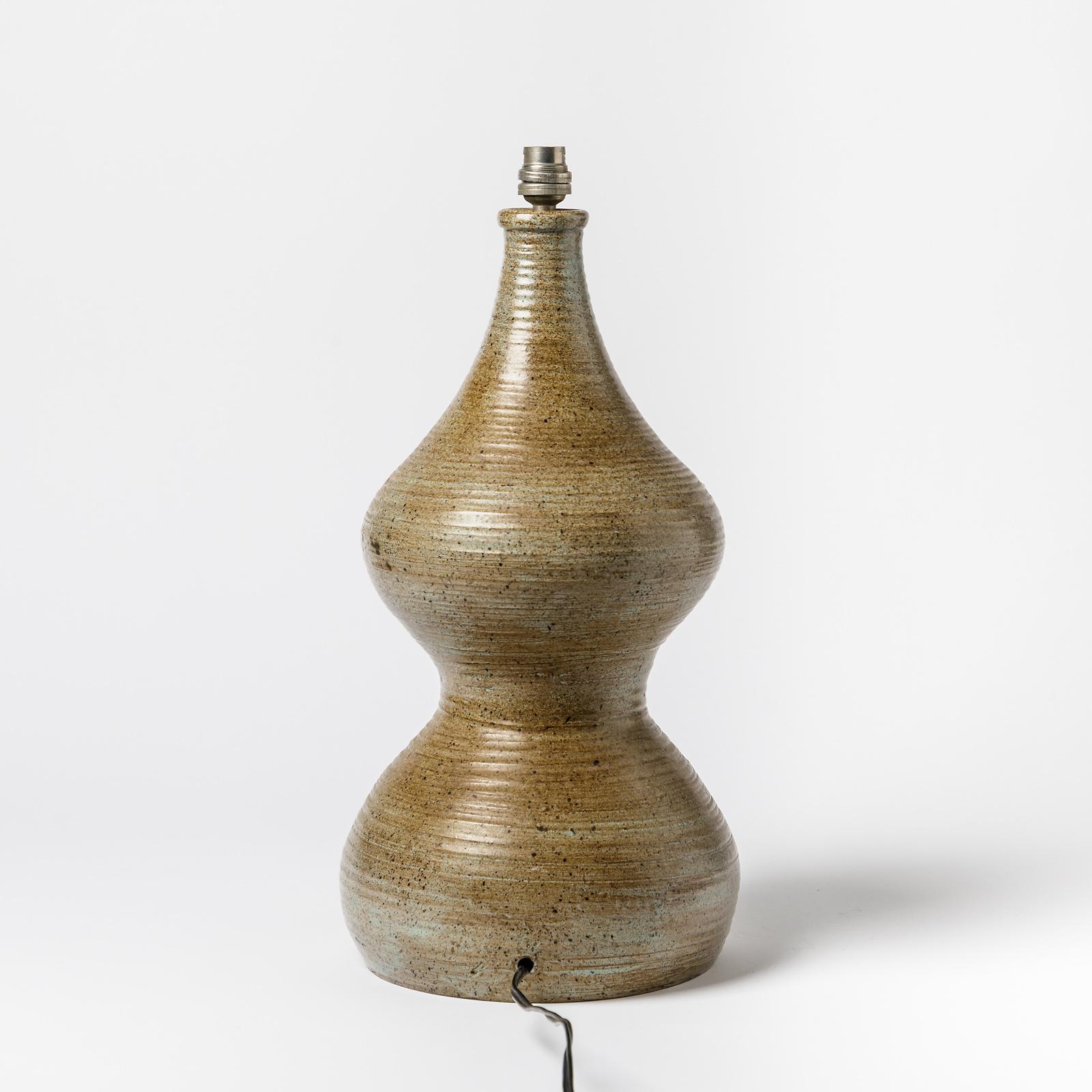 Ceramic Table Lamp, Signed Monique, circa 1960-1970 to La Borne, France In Excellent Condition In Saint-Ouen, FR