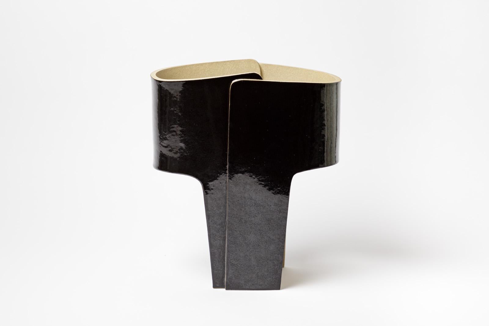 Beaux-Arts Lampe de table en céramique à décor de glaçure noire de Denis Castaing, 2022 en vente