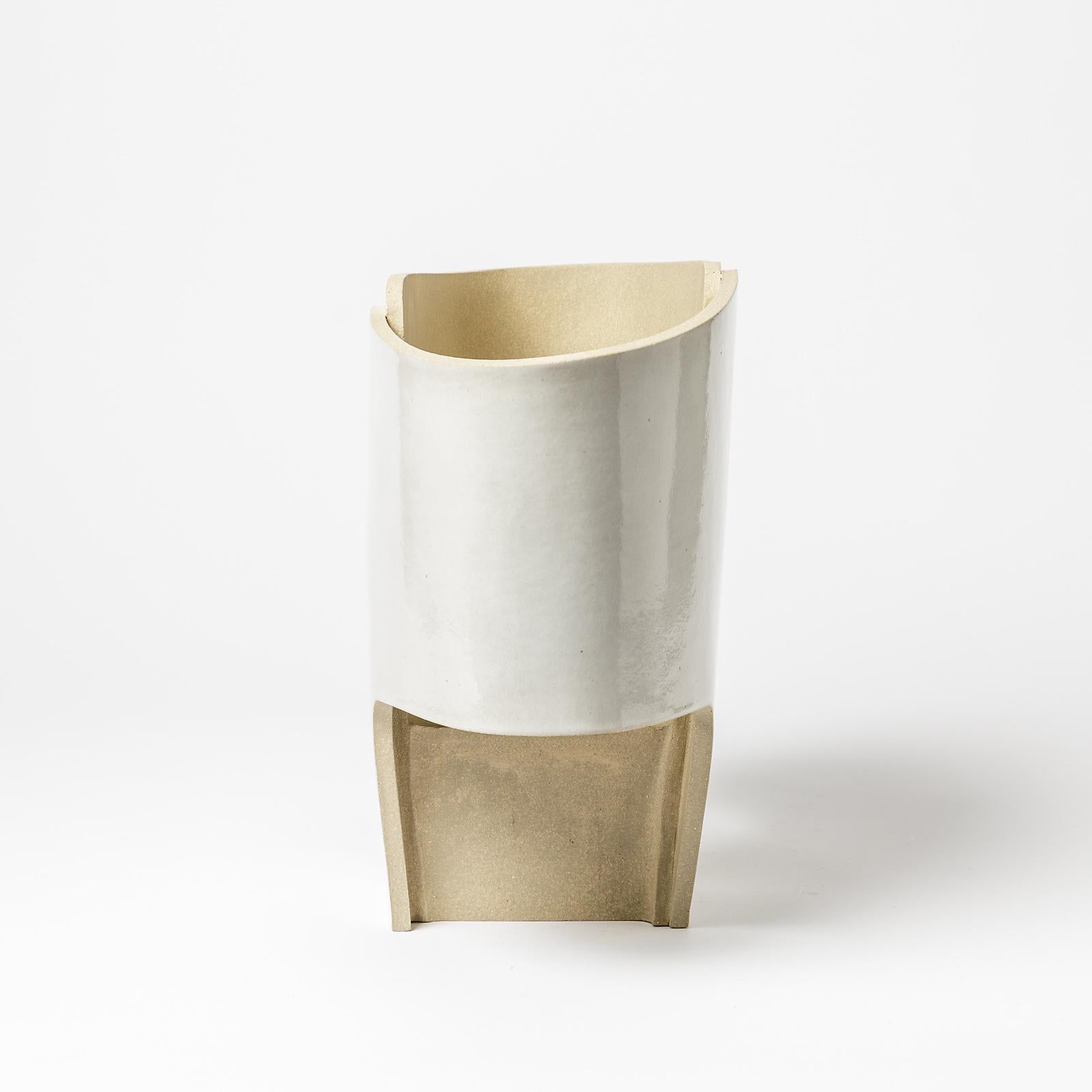 Keramik-Tischlampe mit brauner Glasurdekoration von Denis Castaing, 2020 (Französisch) im Angebot