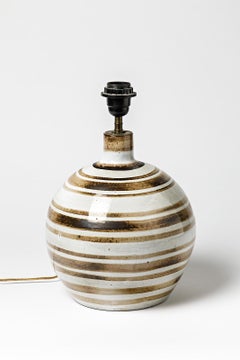 Ceramic Table Lamp with Glaze Decoration, Signed, circa 1970