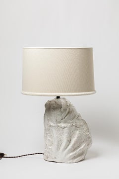 Lampe de table en céramique et émail blanc par Hervé Rousseau, 2022 / Ref 10